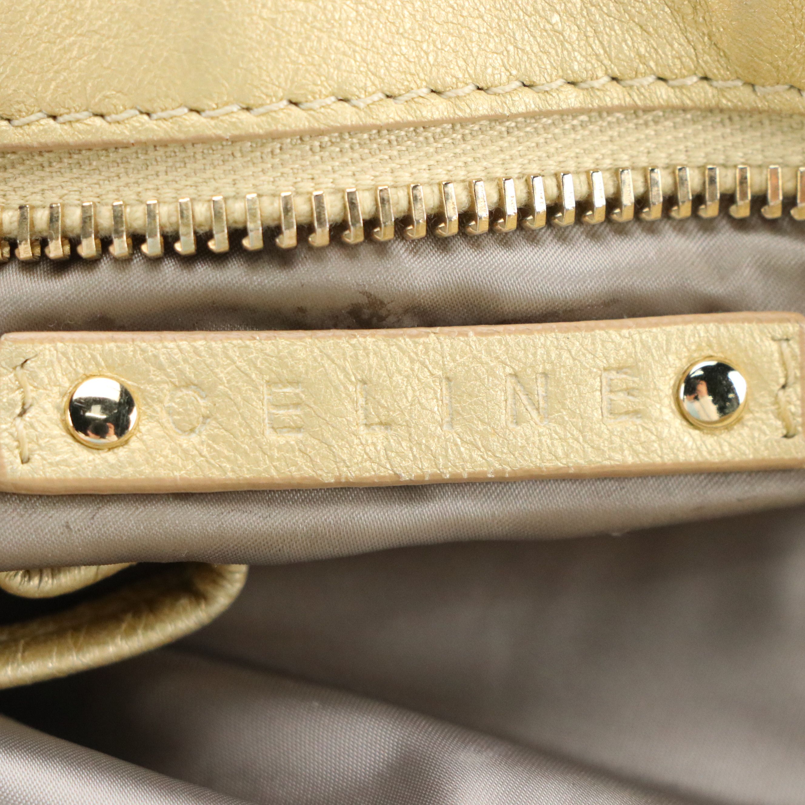 Celine Bittersweet Hobo Shoulder Bag in Metallic Gold Grained Calfskin Leather