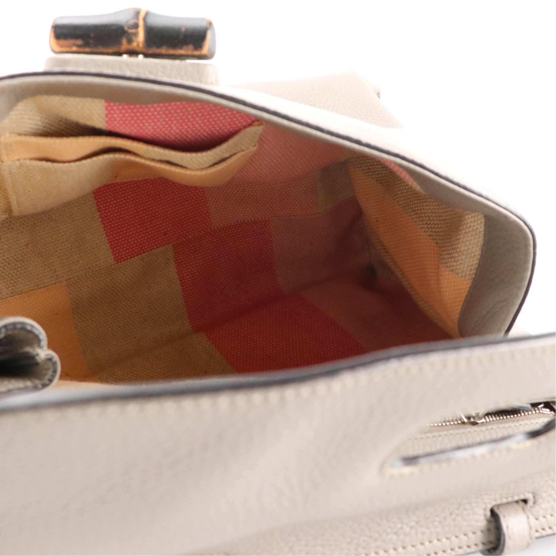 Gucci Bamboo Daily Two-Way Bag in Grey Grained Calfskin Leather