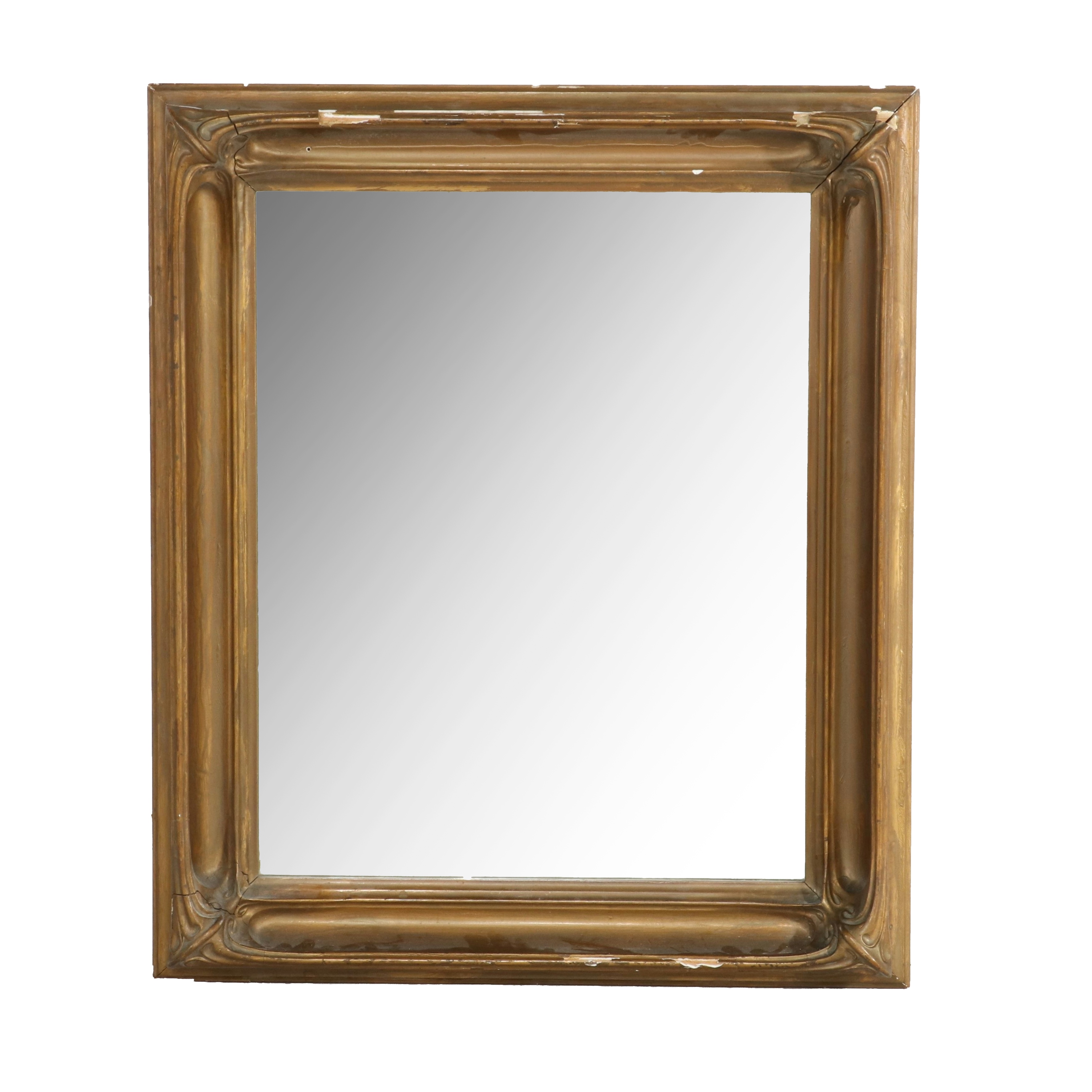 Art Nouveau Style Gilt Molded Plaster and Wood Rectangular Wall Mirror