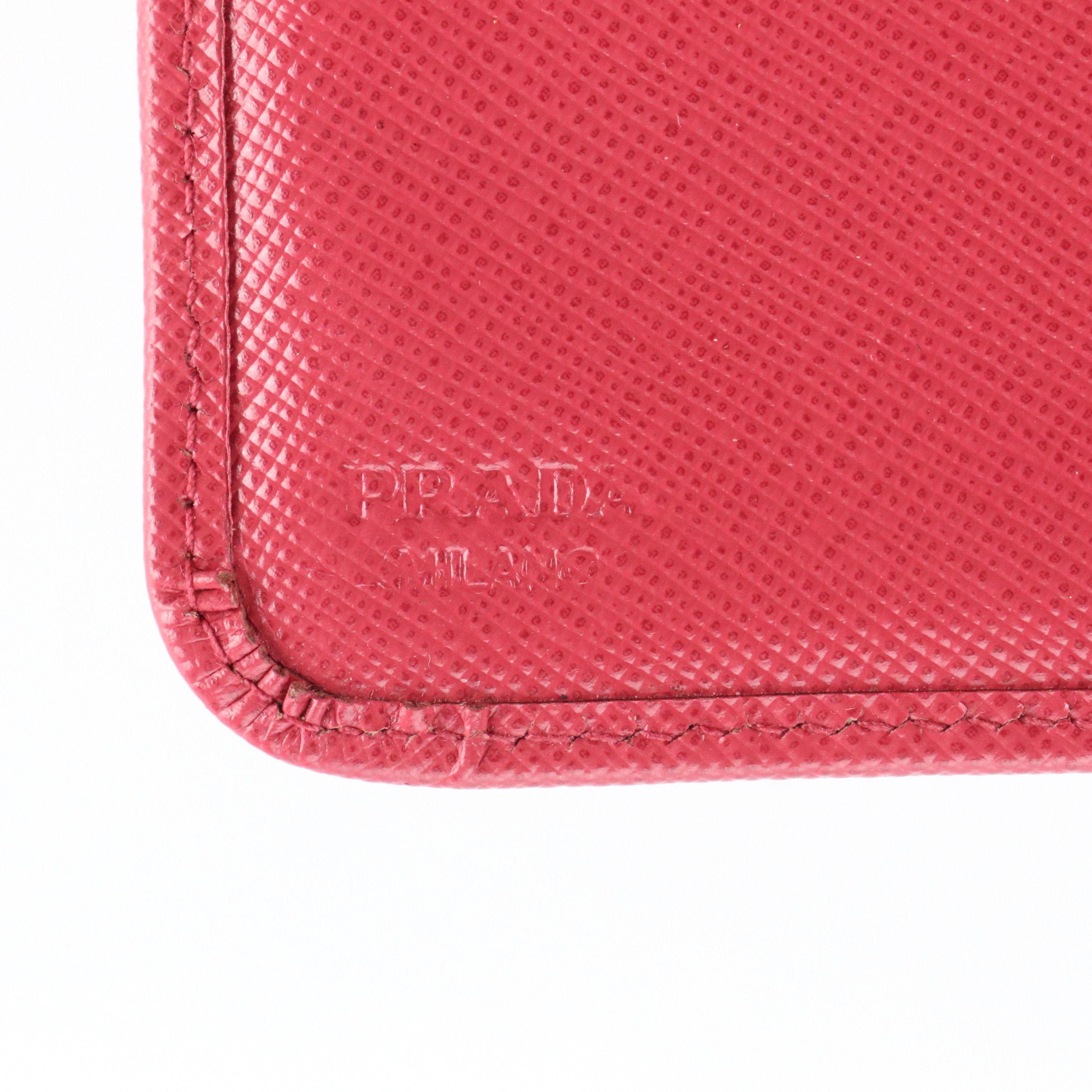 Prada Zip Around Organizer Wallet in Saffiano Leather with Box