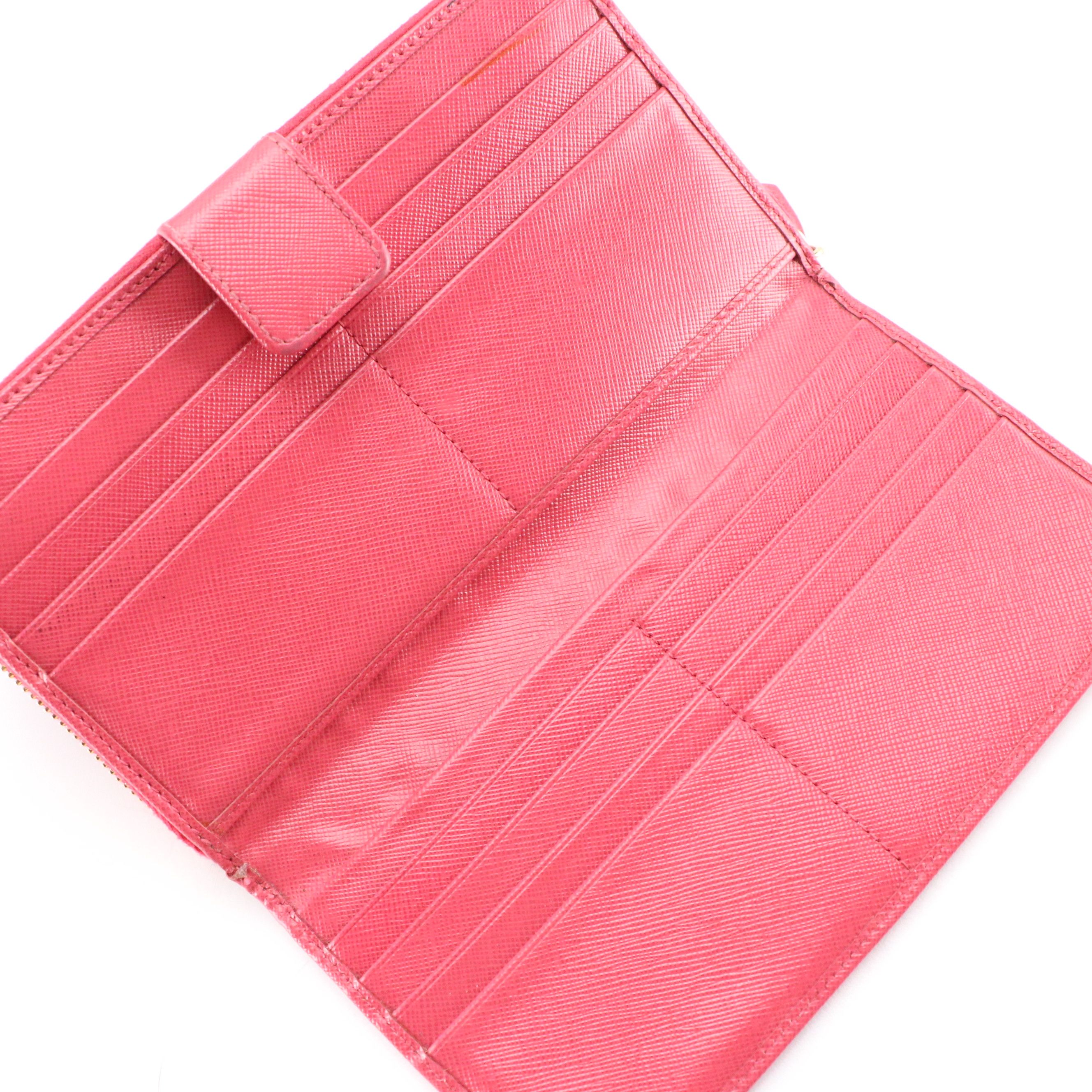 Prada Zip Around Organizer Wallet in Saffiano Leather with Box