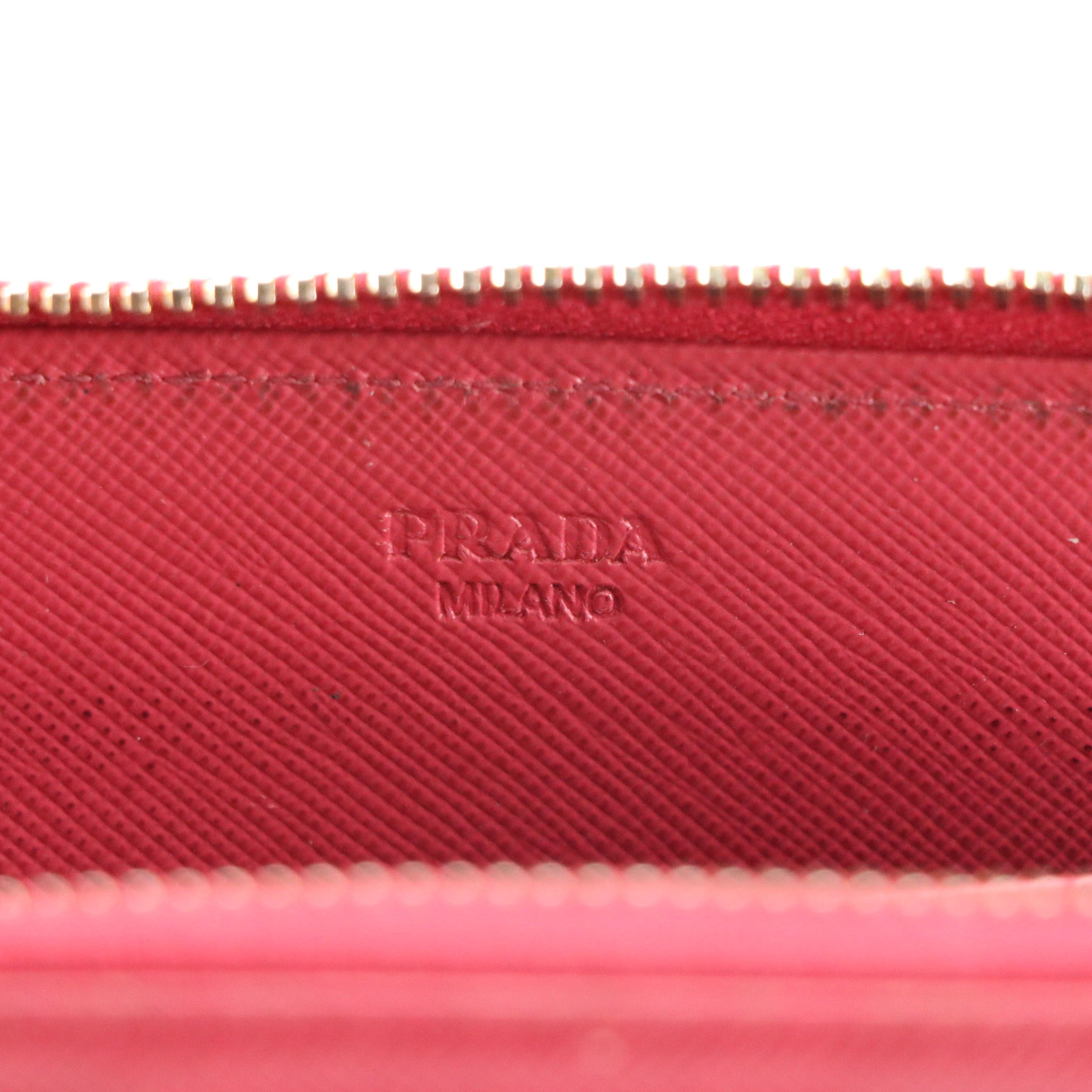 Prada Bow Zip-Around Wallet in Saffiano Leather