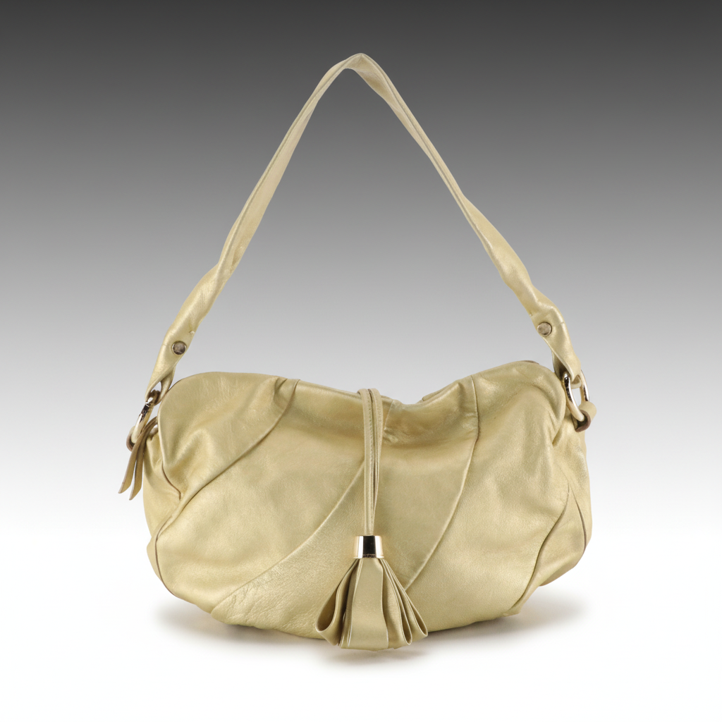Celine Bittersweet Hobo Shoulder Bag in Metallic Gold Grained Calfskin Leather