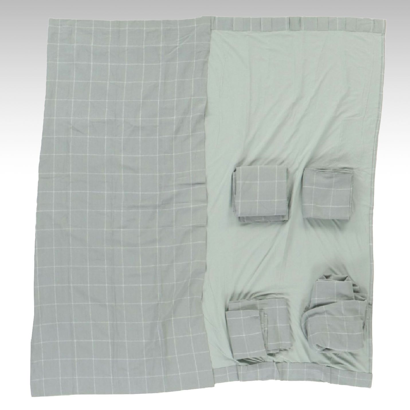 Crate & Barrel Six Panel Linen Curtains in Mist Blue