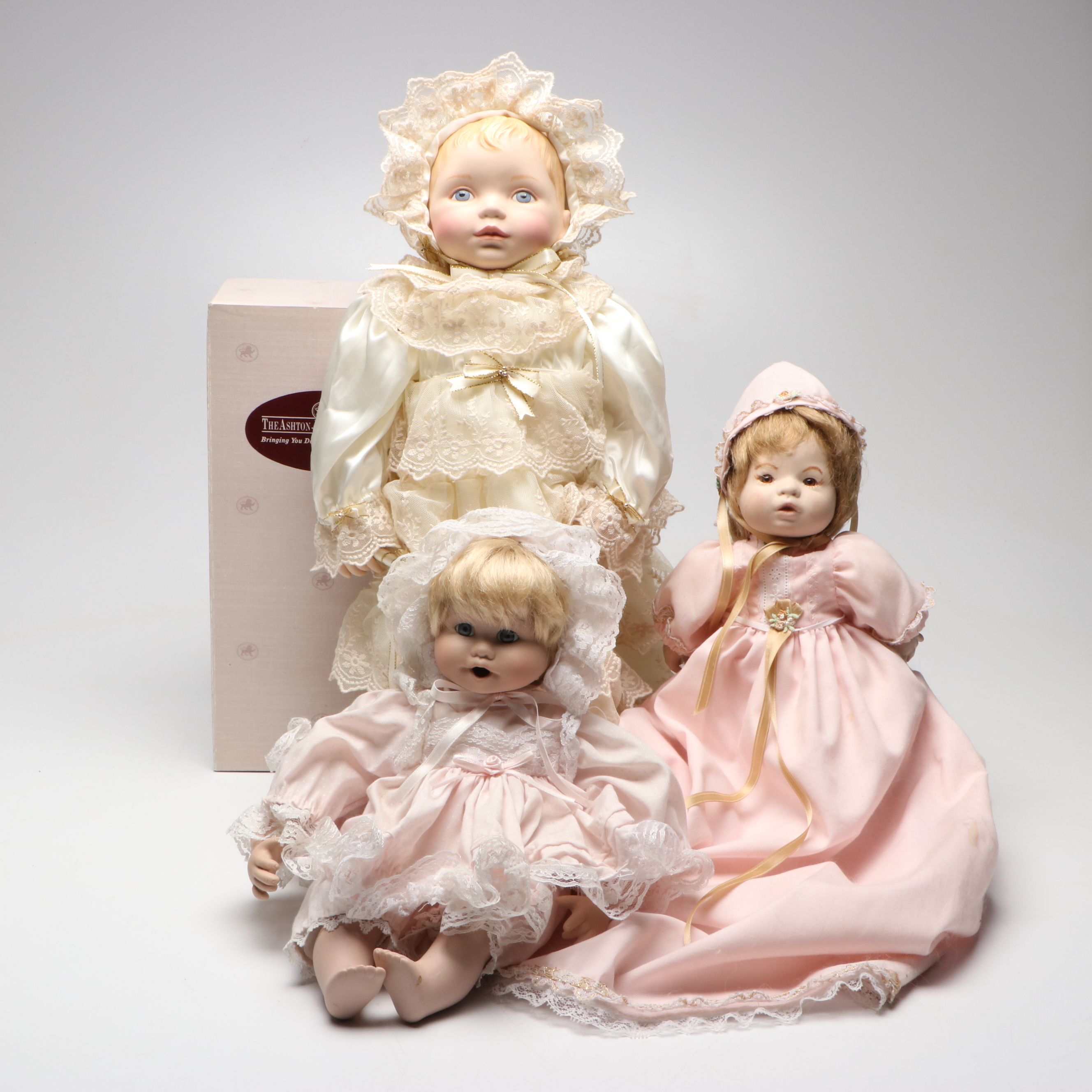 Ashton-Drake Galleries "Megan Rose" Plastic Doll with Other Porcelain Baby Dolls