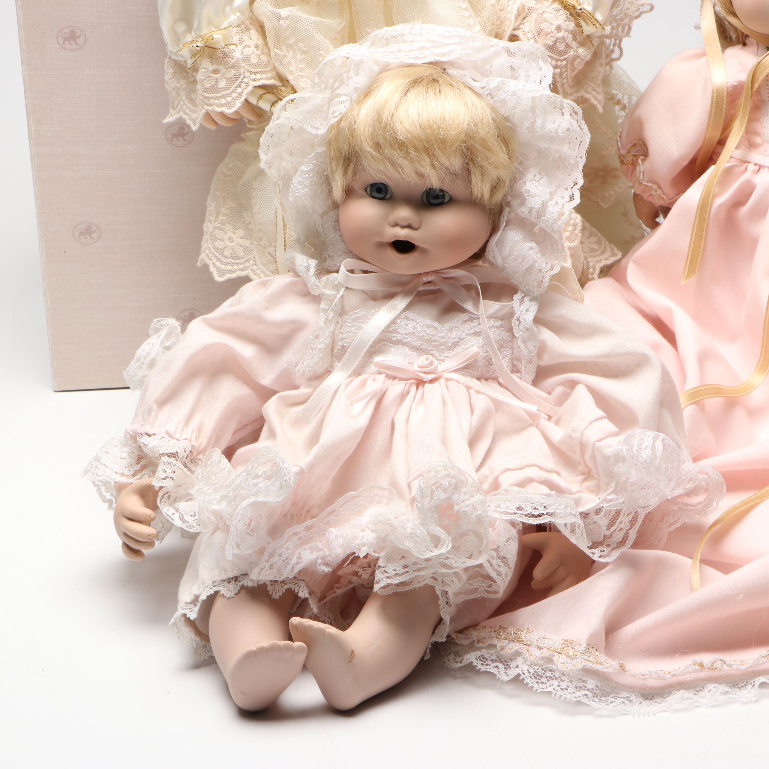 Ashton-Drake Galleries "Megan Rose" Plastic Doll with Other Porcelain Baby Dolls