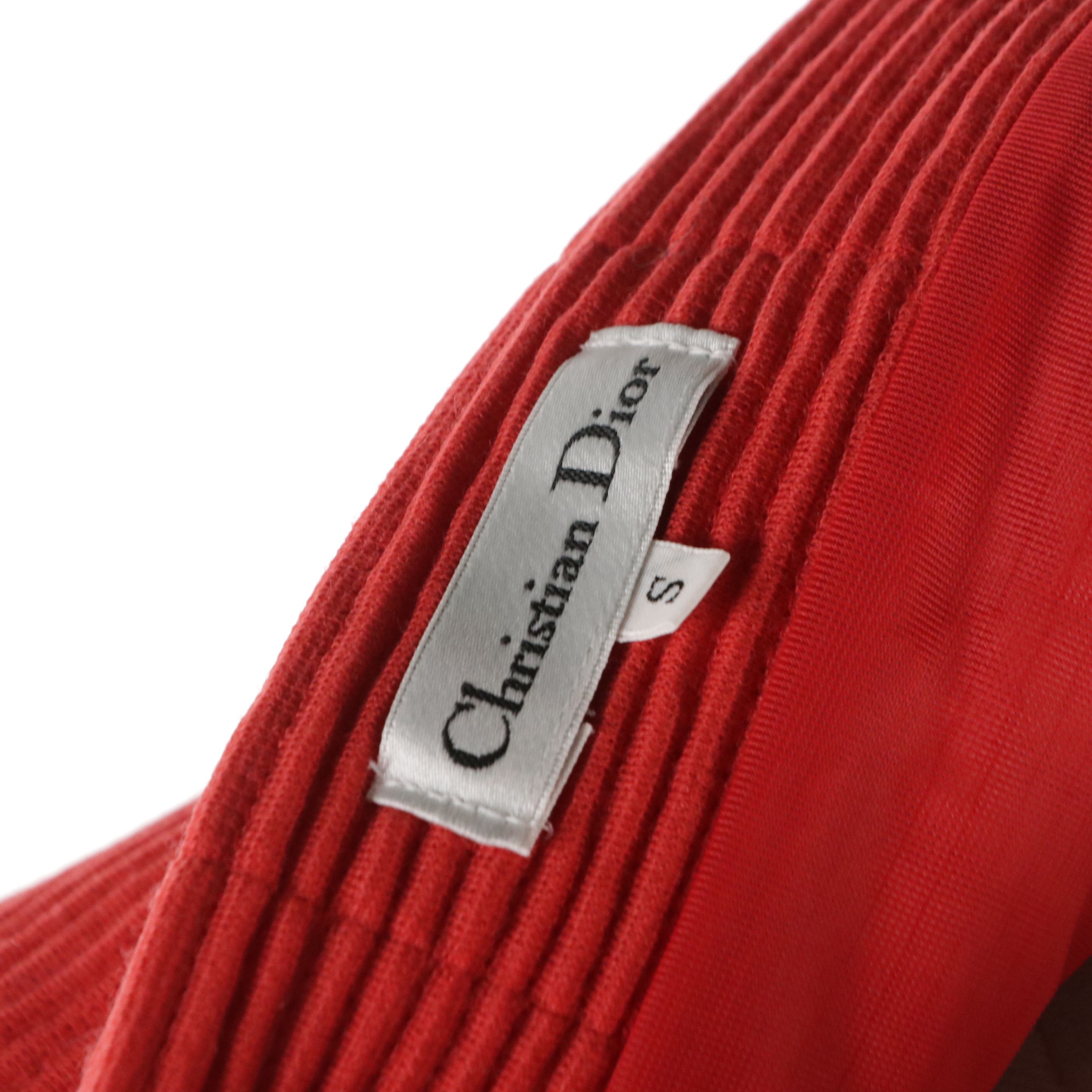 Christian Dior High-Waisted Pencil Skirt in Ribbed Red Wool