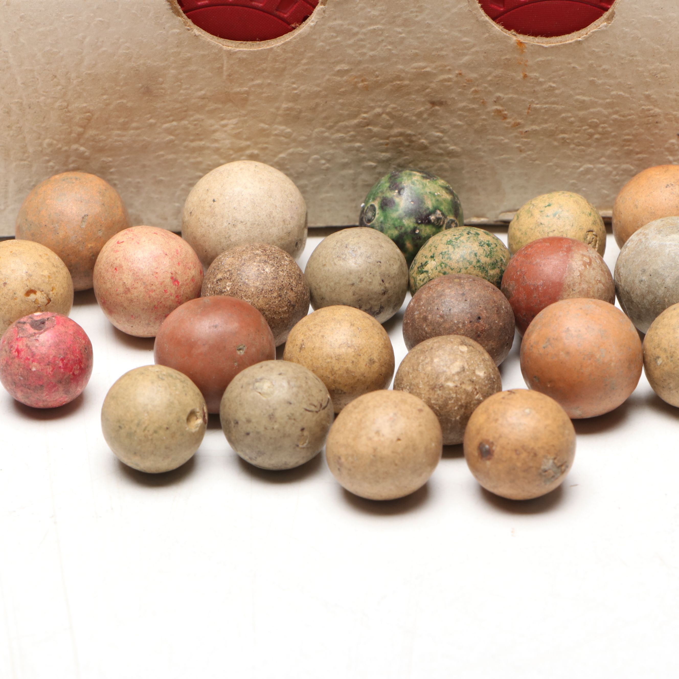 Clay Marbles with Vintage Poker Chips and Caddy