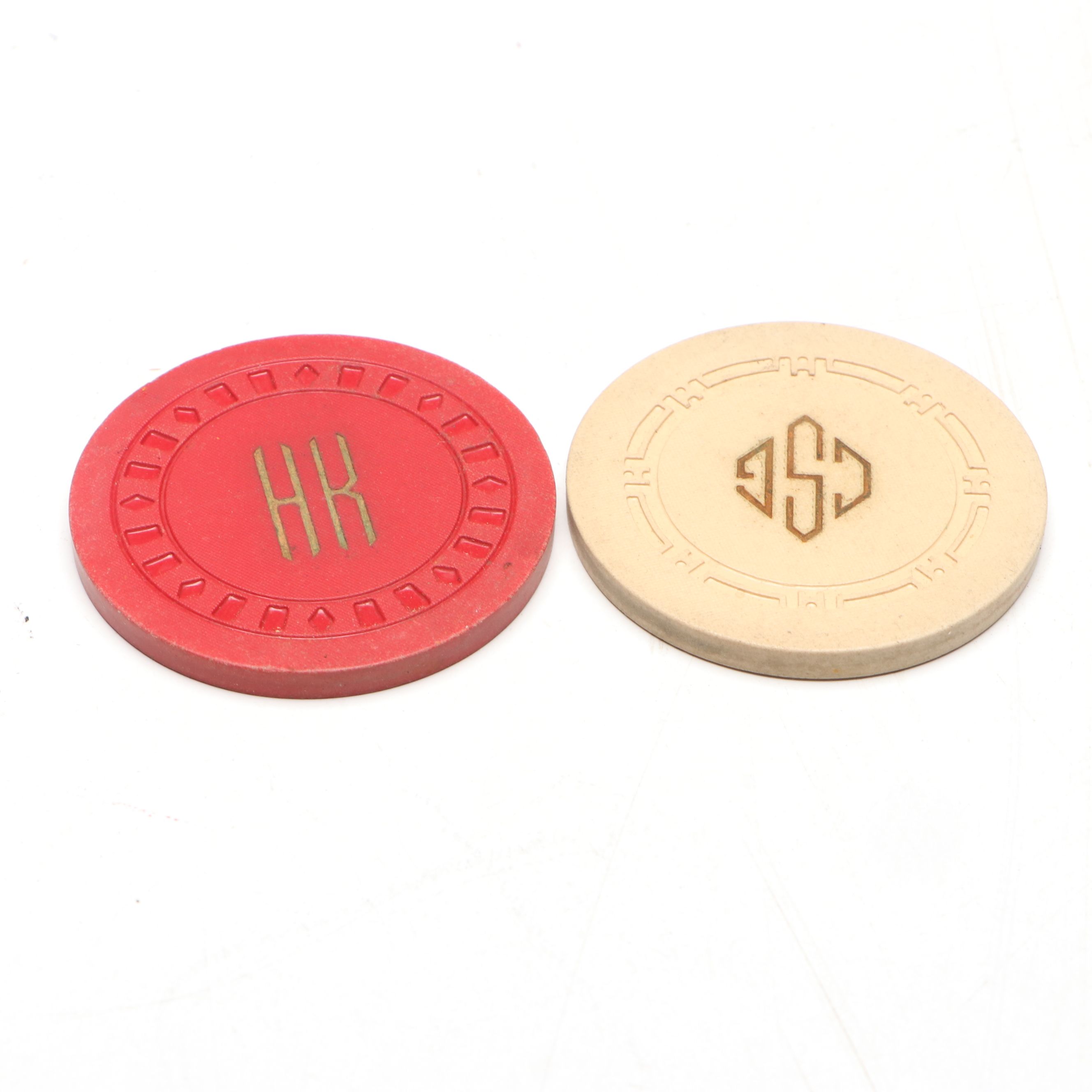 Clay Marbles with Vintage Poker Chips and Caddy