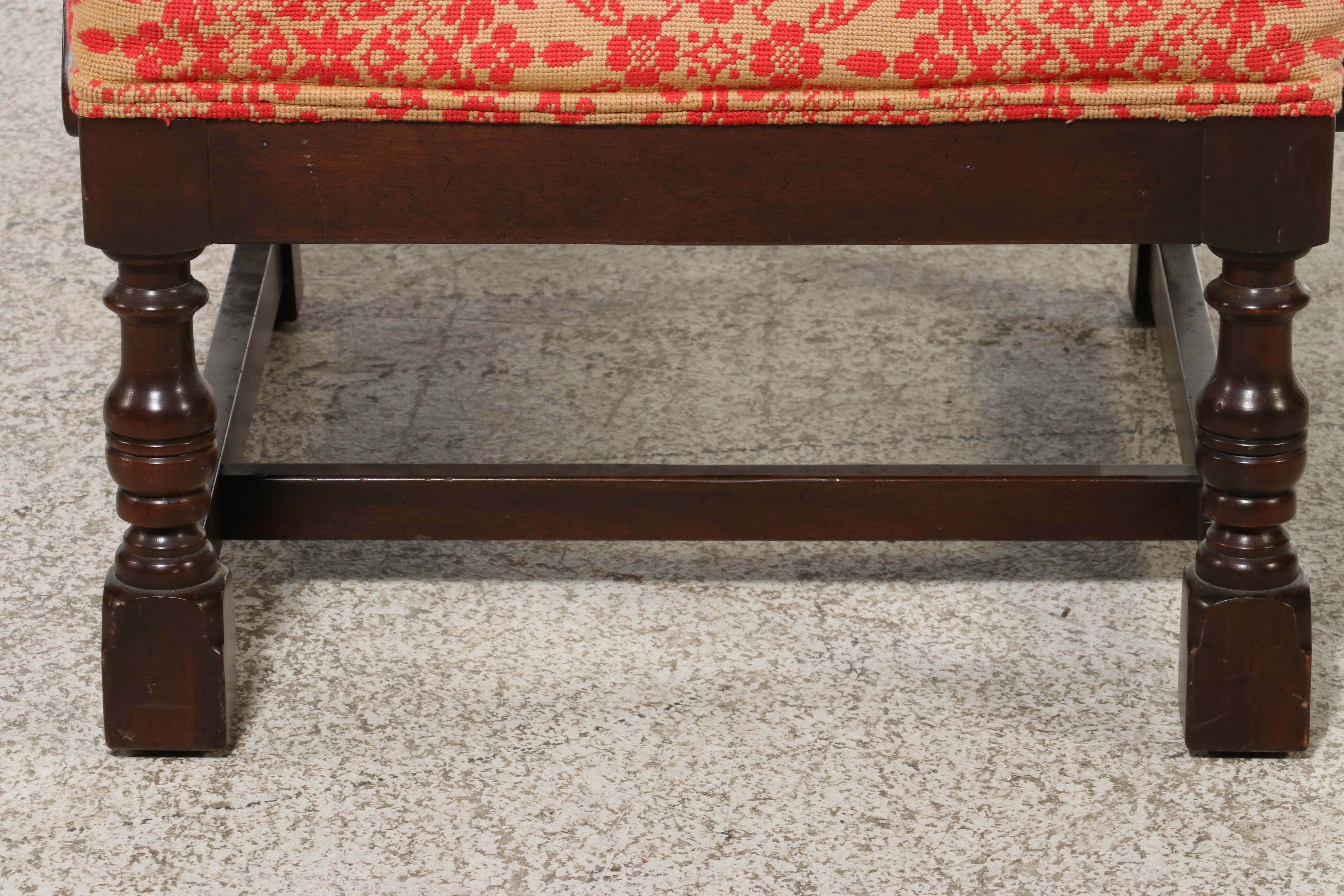 Pair of William and Mary Style Lounge Chairs with Needlepoint Upholstery