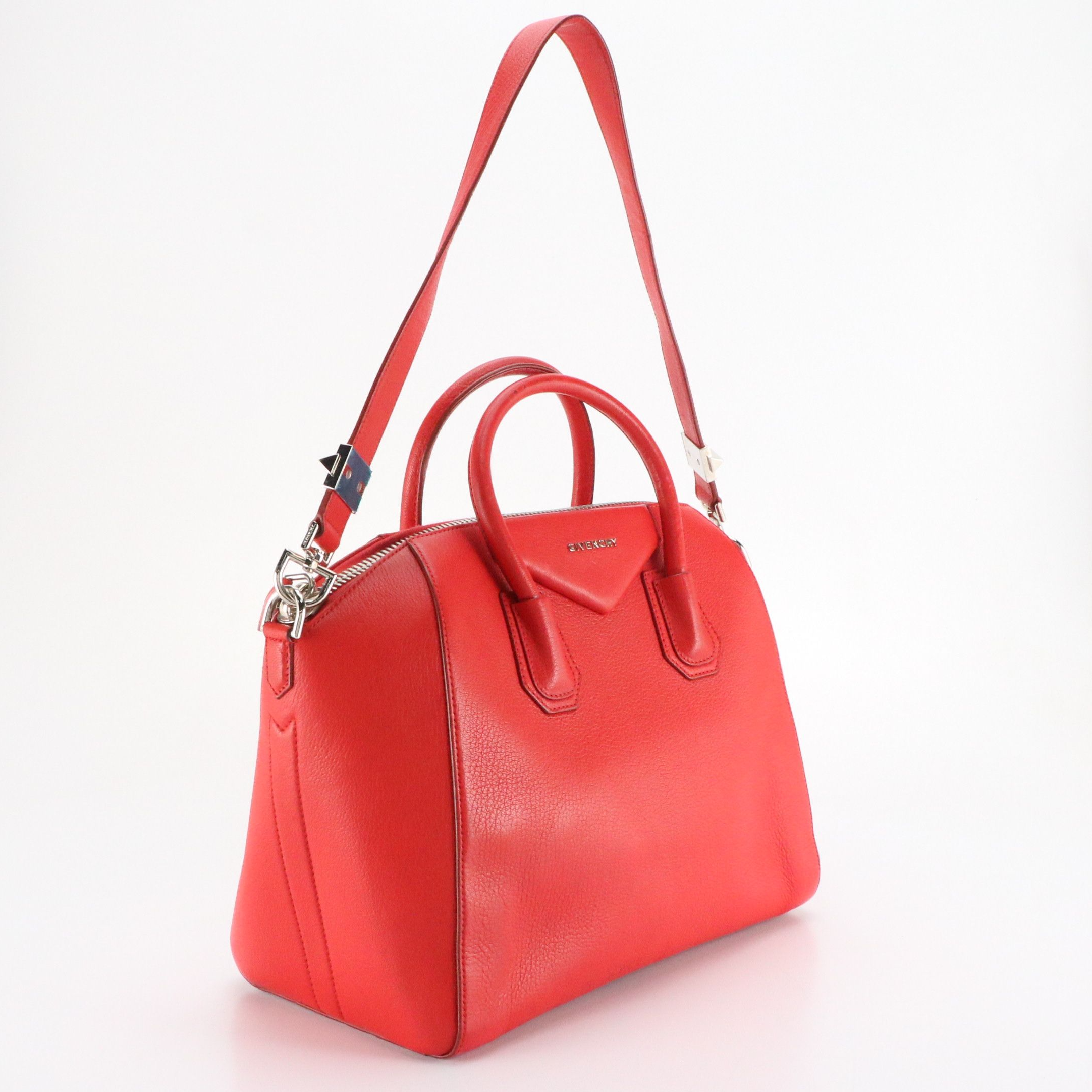 Givenchy Small Antigona Two-Way Bag in Red Grained Goatskin Leather
