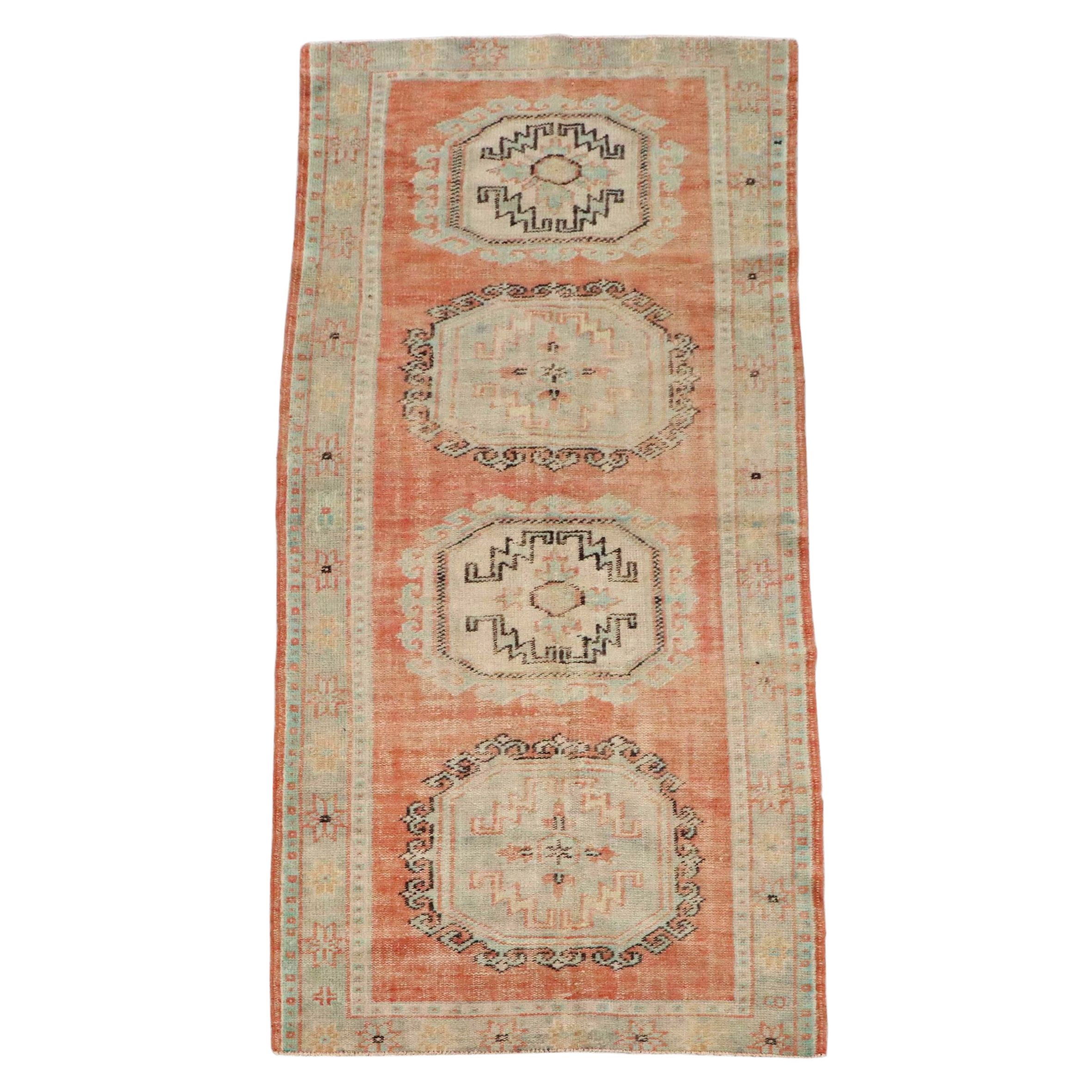 4'6 x 10'1 Hand-Knotted Turkish Oushak Accent Rug