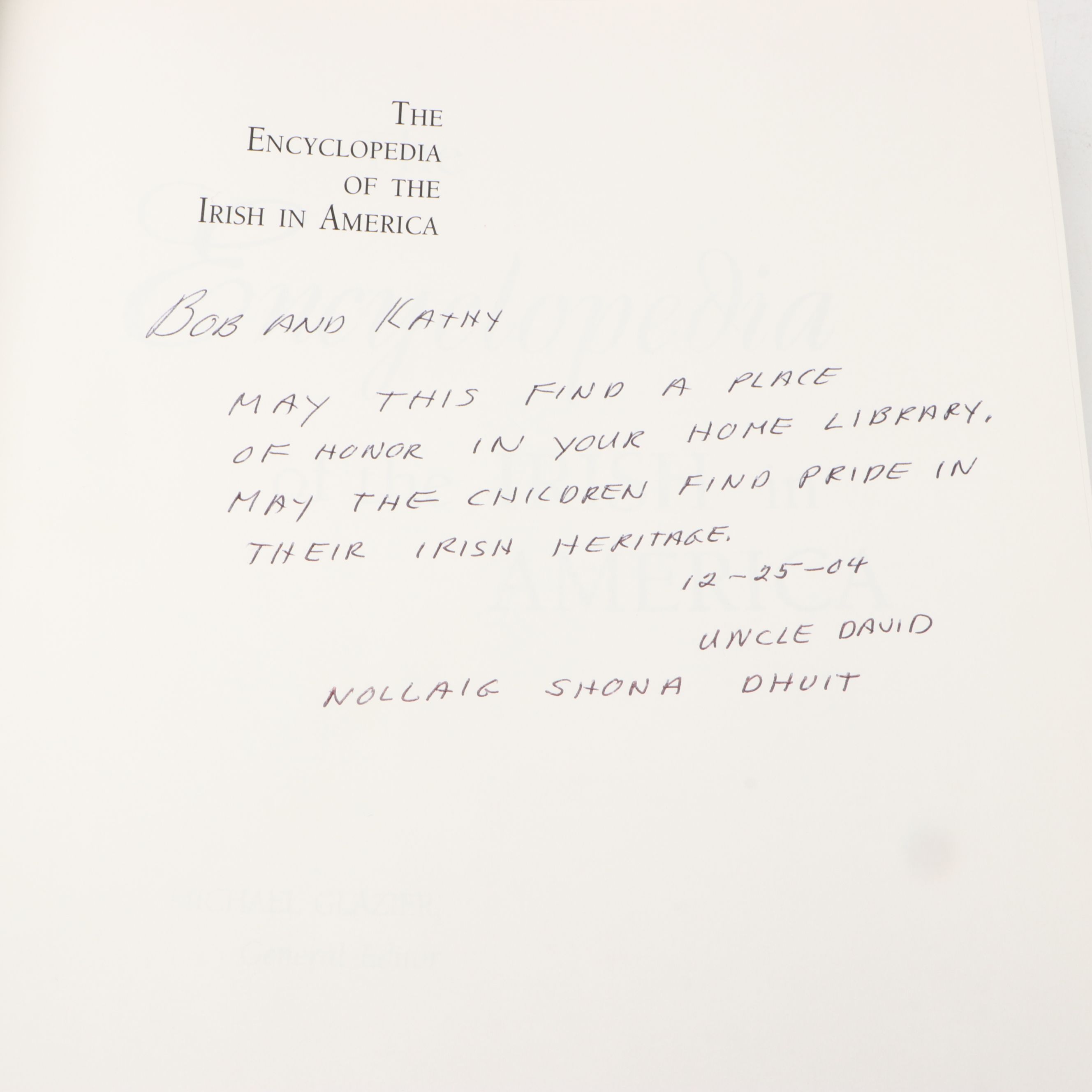 "The Encyclopedia of the Irish in America" Edited by Michael Glazier, 1999