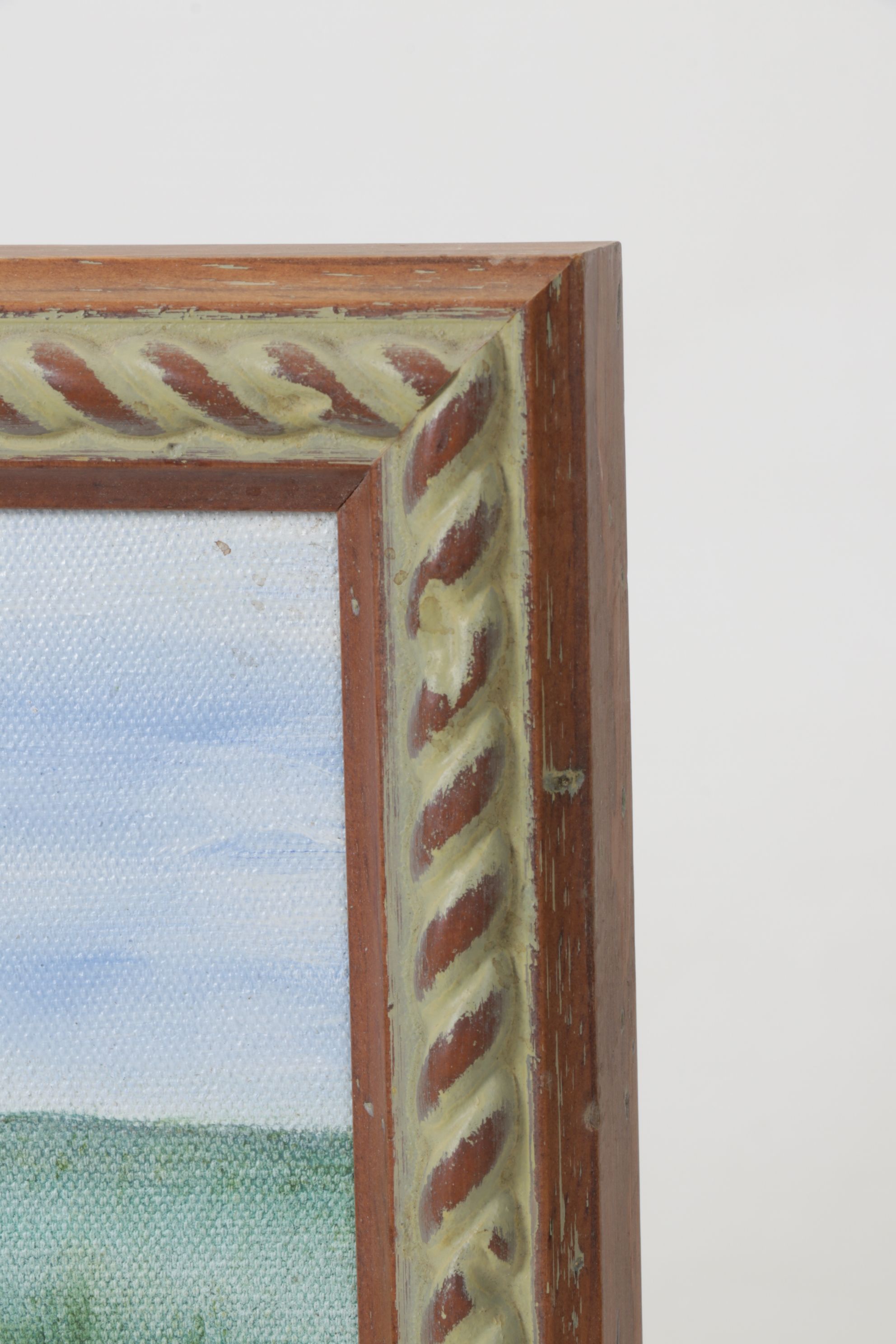 Landscape Oil Painting Featuring a Boathouse Facade, Late 20th Century