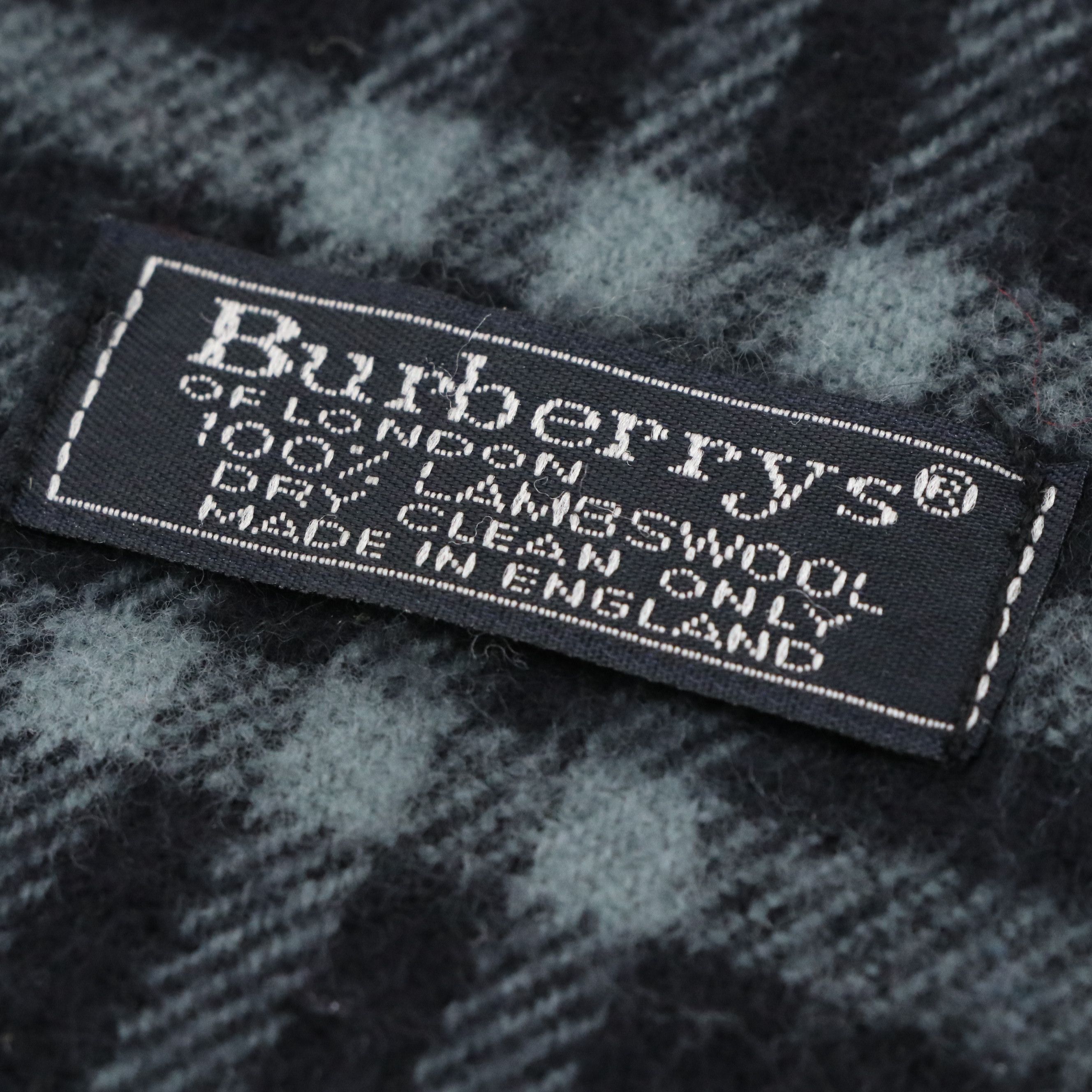 Burberrys Navy House Check Lambswool Fringed Scarf