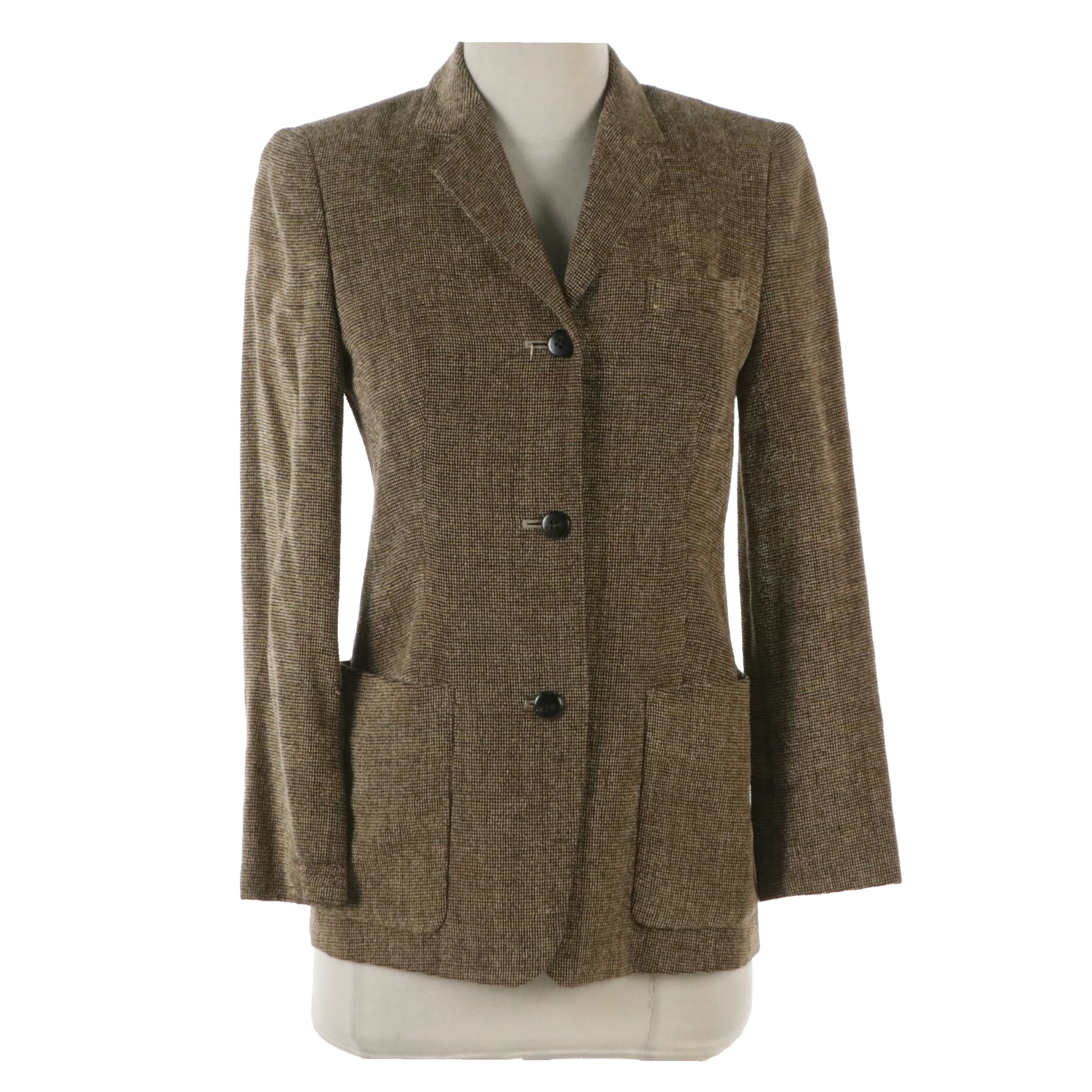 Burberrys Blazer in Textured Rayon/Wool Blend