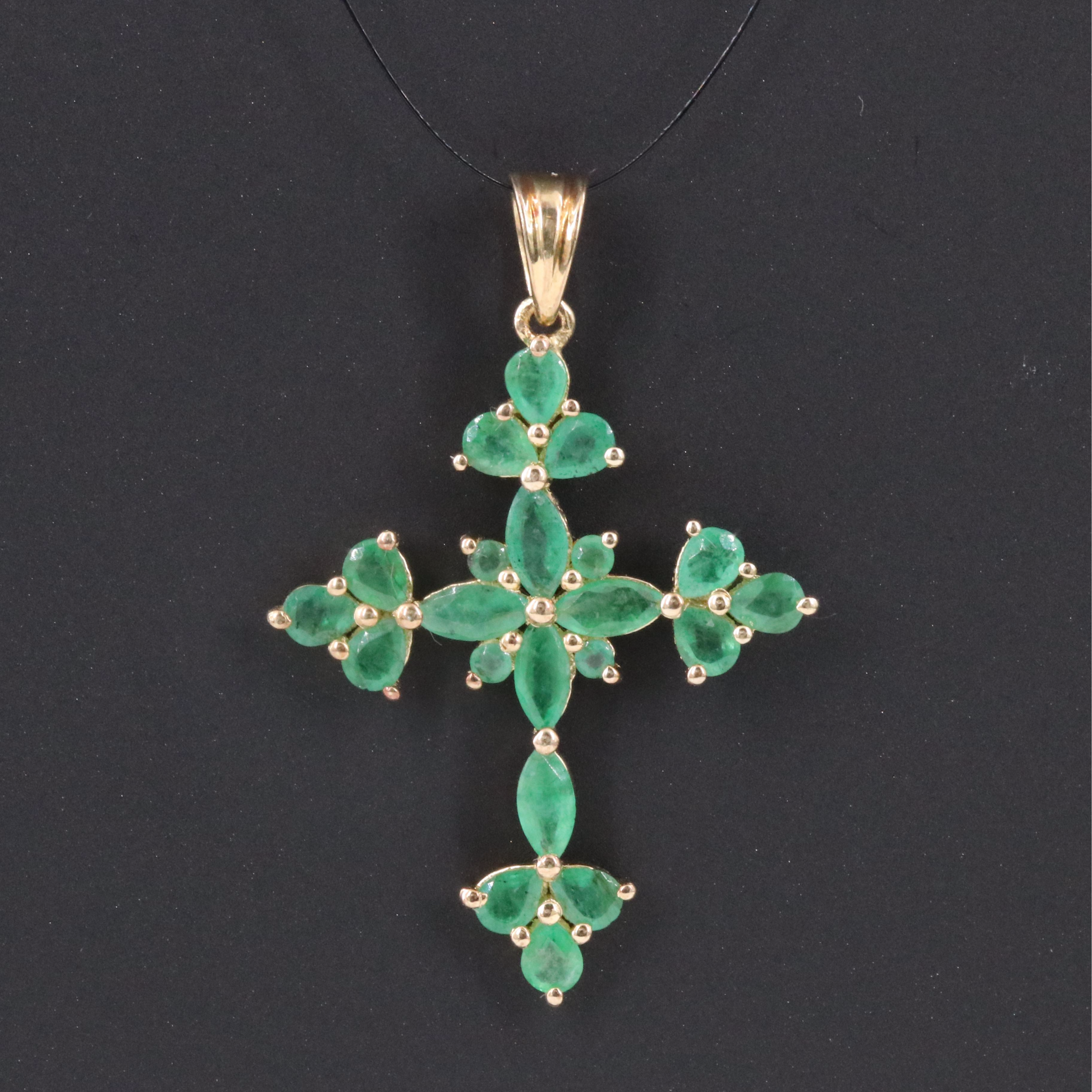 Sterling Emerald Cross Pendant