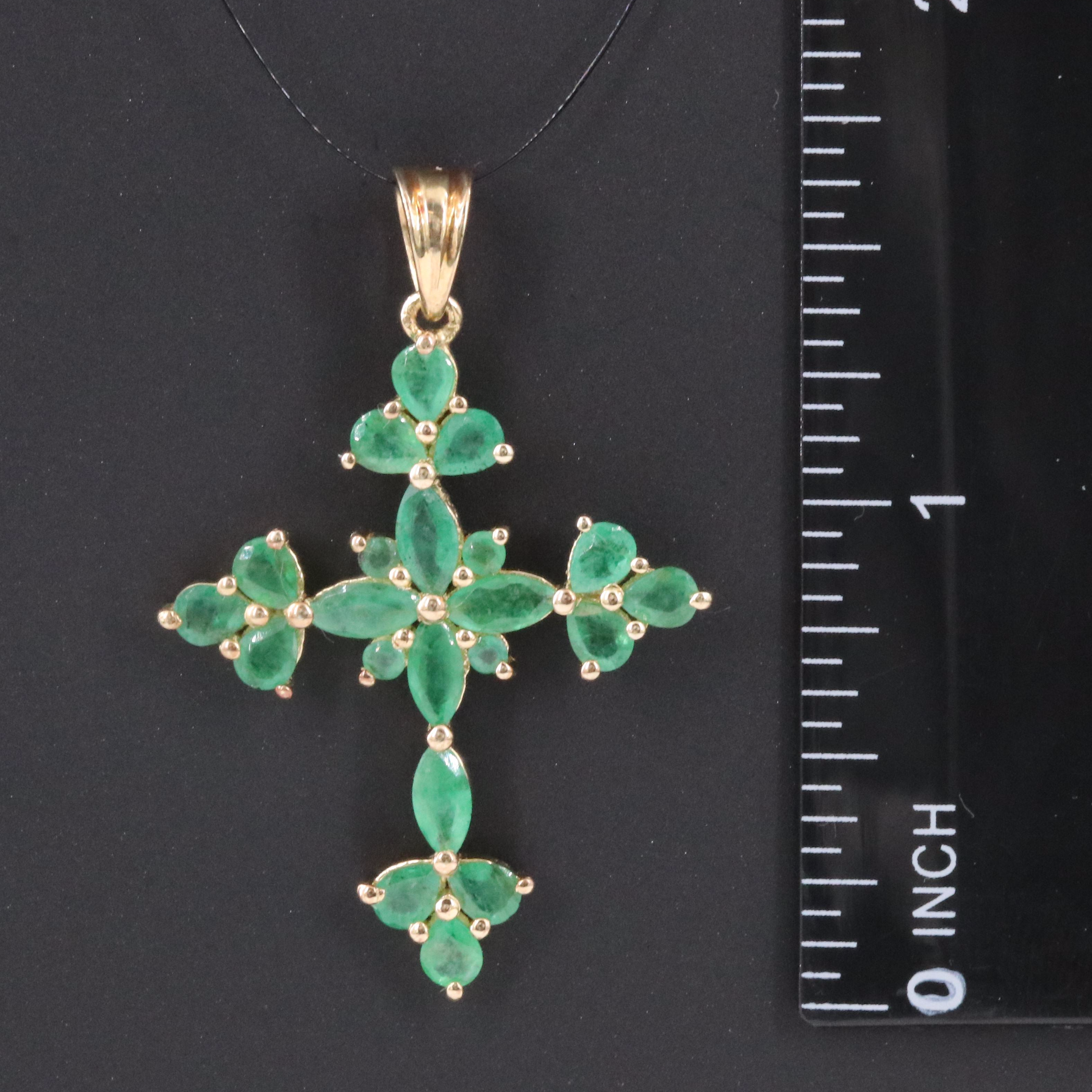 Sterling Emerald Cross Pendant