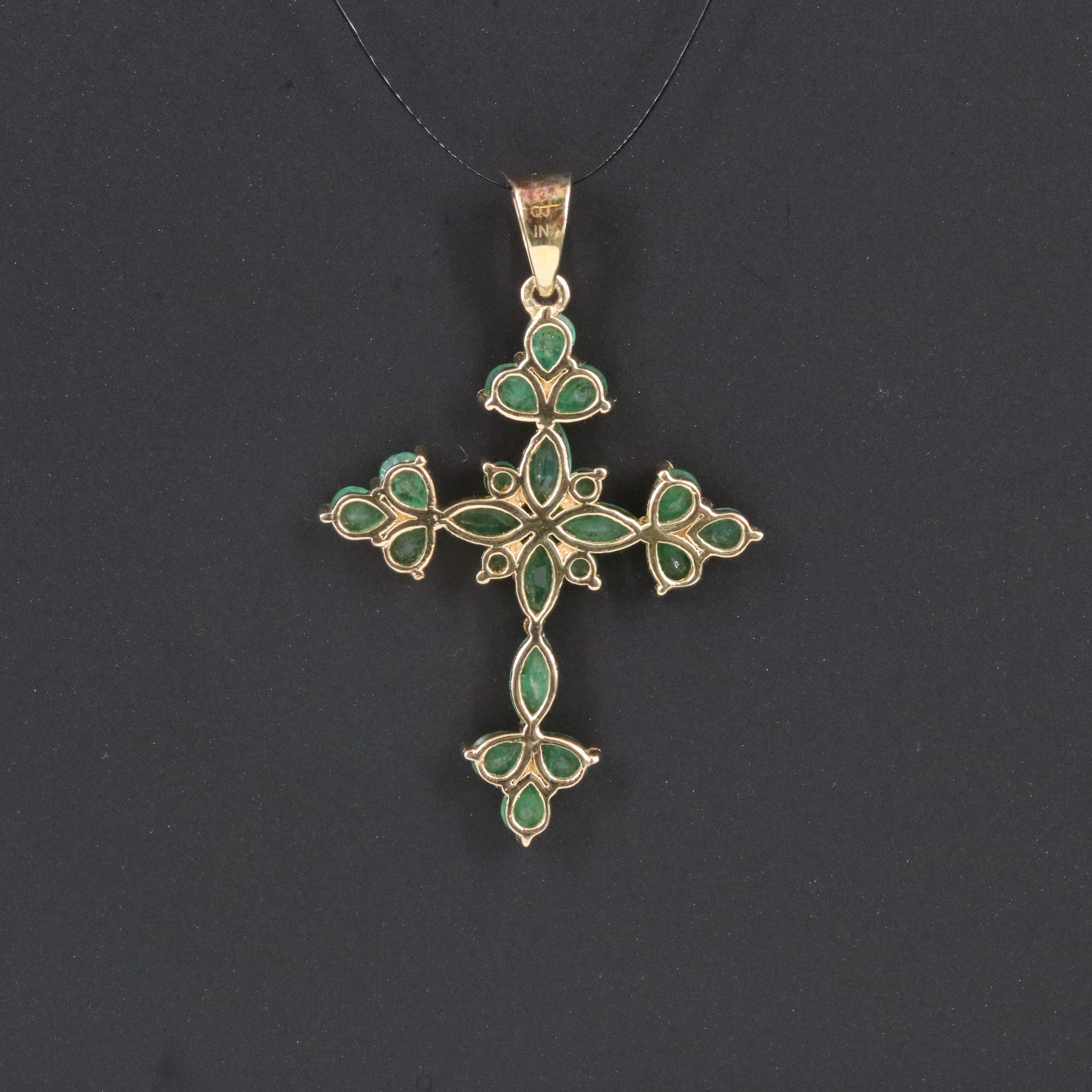 Sterling Emerald Cross Pendant