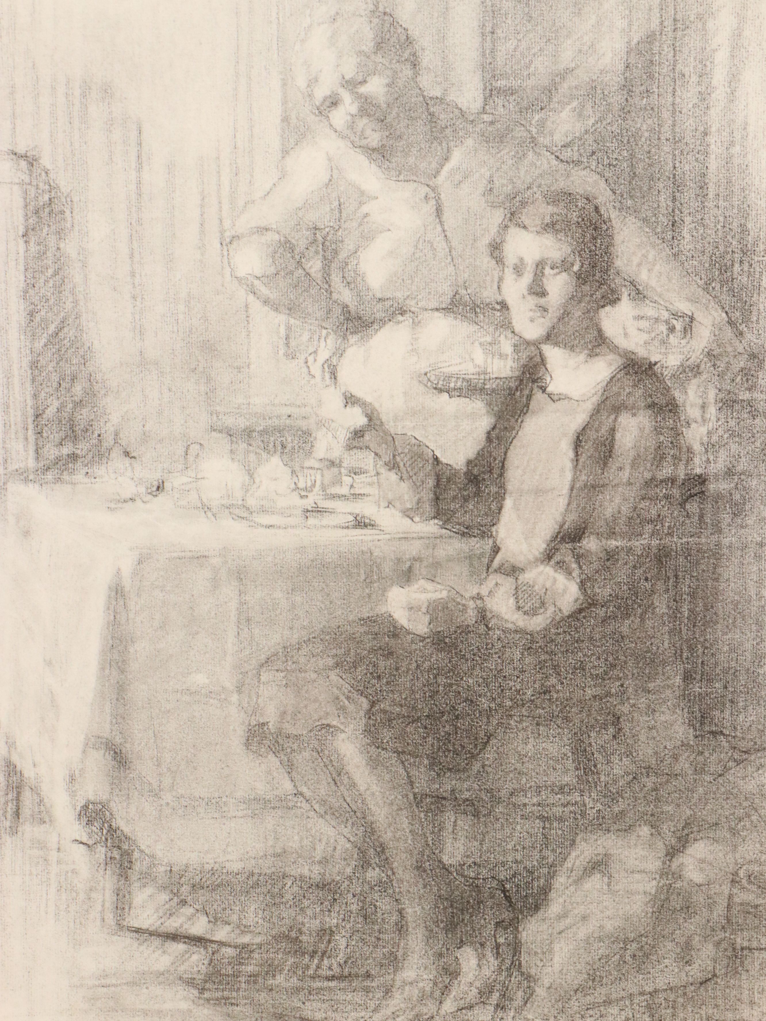 Gertrude Horton Domestic Scene Charcoal Drawings, Circa 1935