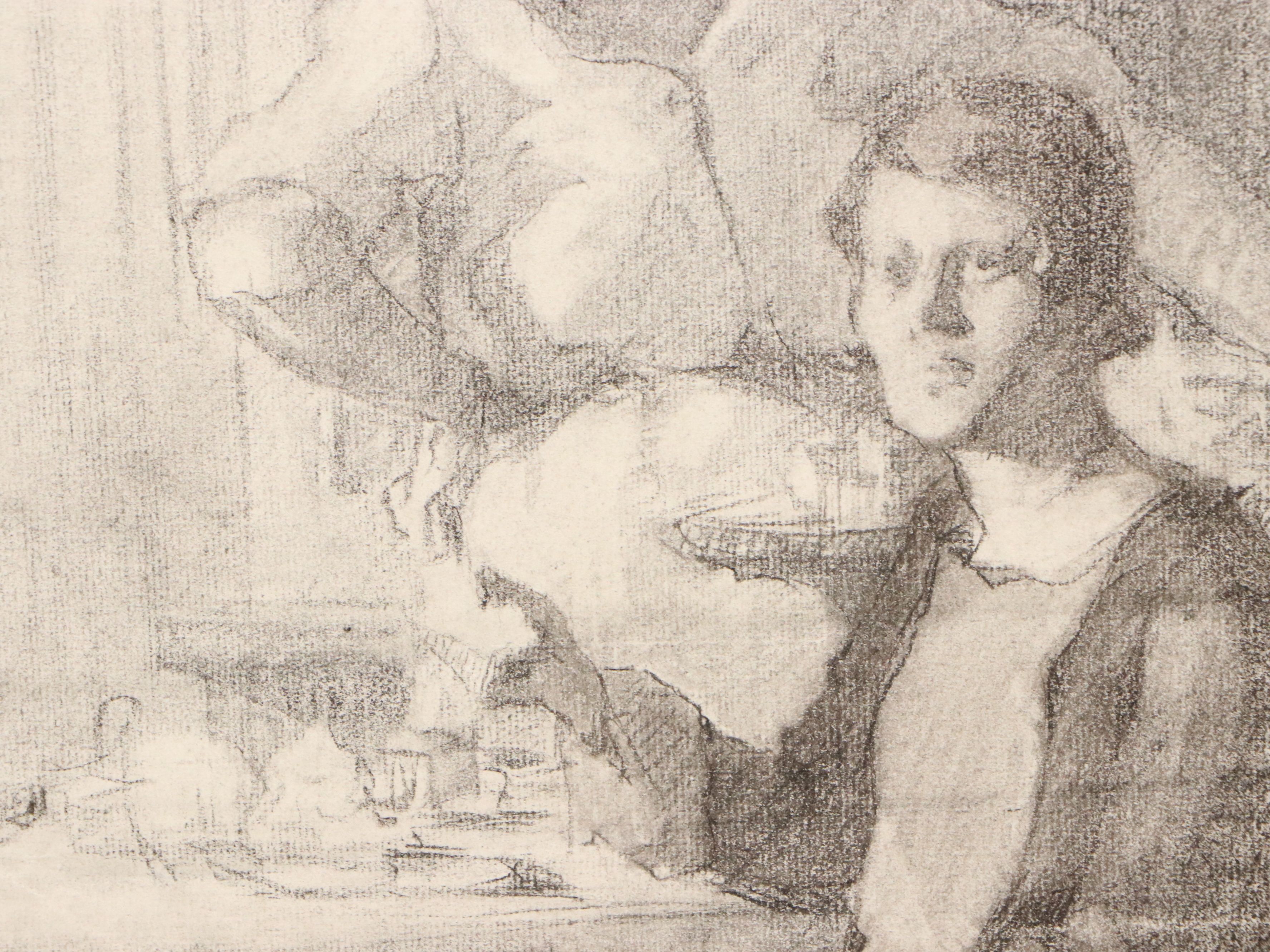 Gertrude Horton Domestic Scene Charcoal Drawings, Circa 1935