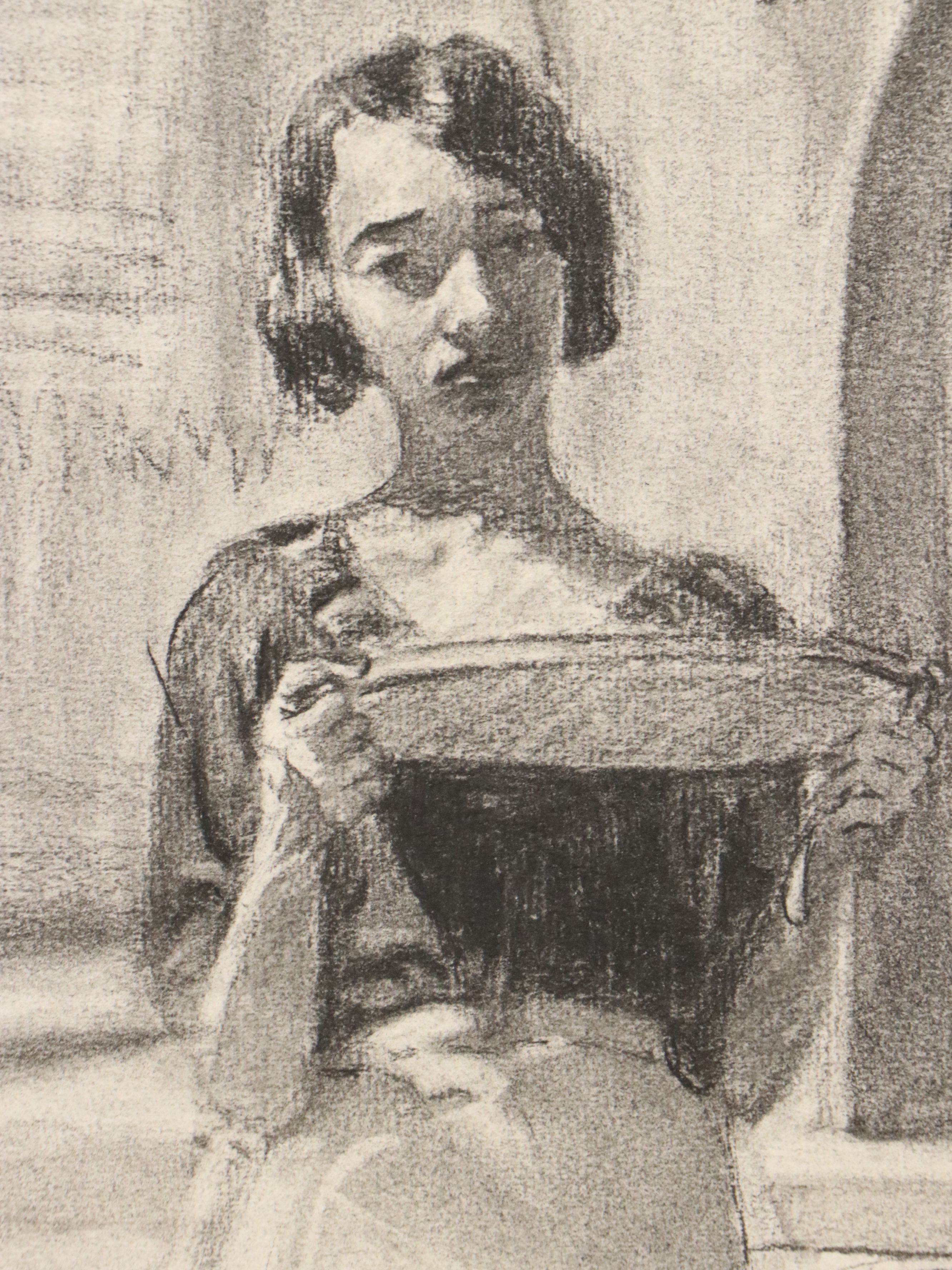 Gertrude Horton Domestic Scene Charcoal Drawings, Circa 1935