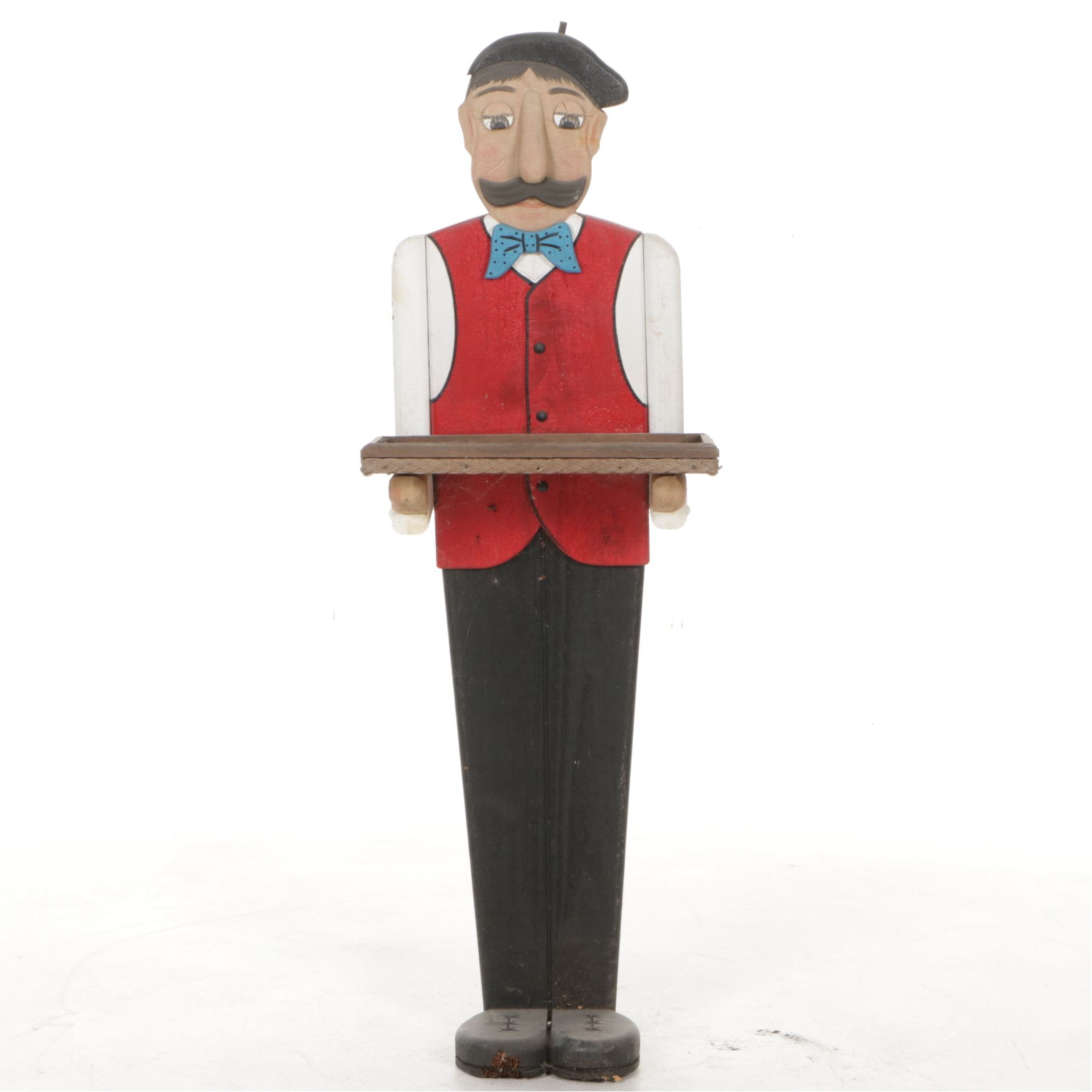 Woodendipity Painted and Carved Wood French Butler Tray Table, Signed "DuLong"