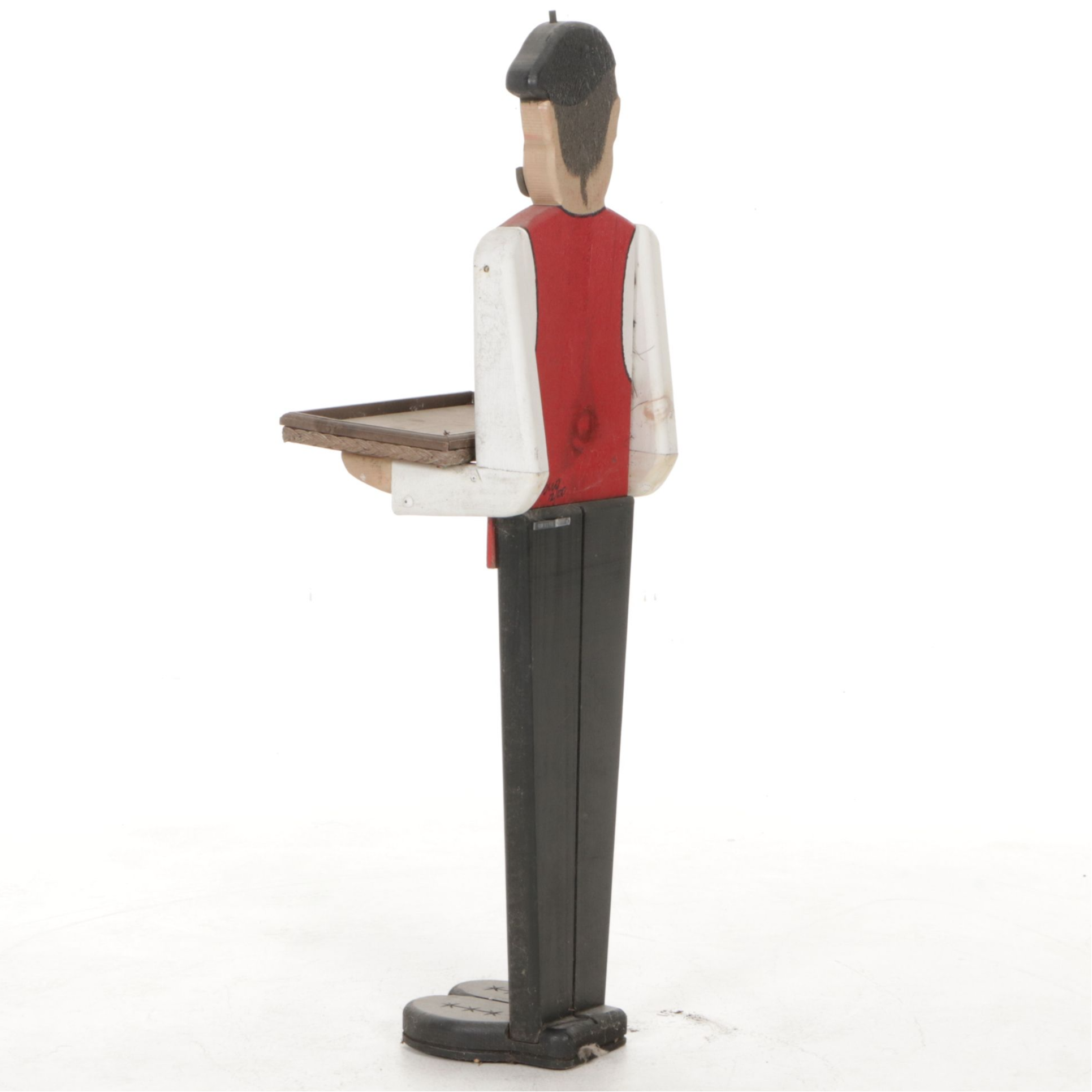 Woodendipity Painted and Carved Wood French Butler Tray Table, Signed "DuLong"