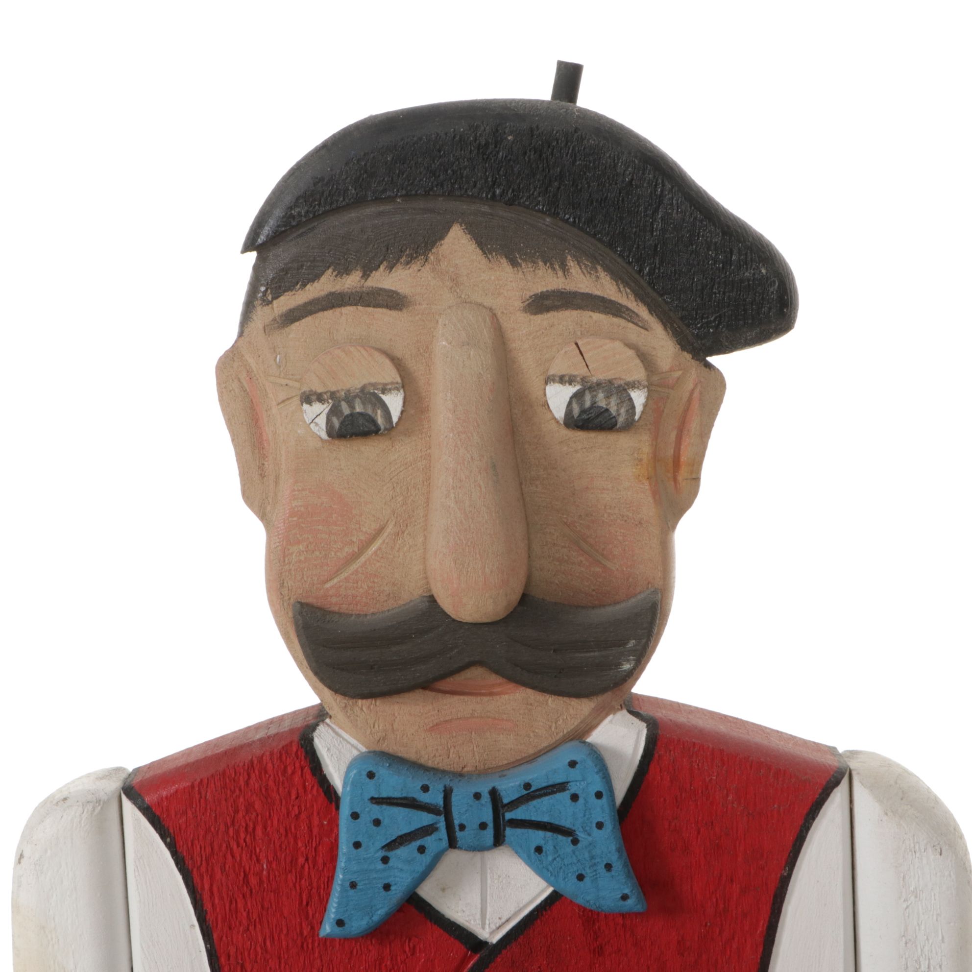 Woodendipity Painted and Carved Wood French Butler Tray Table, Signed "DuLong"