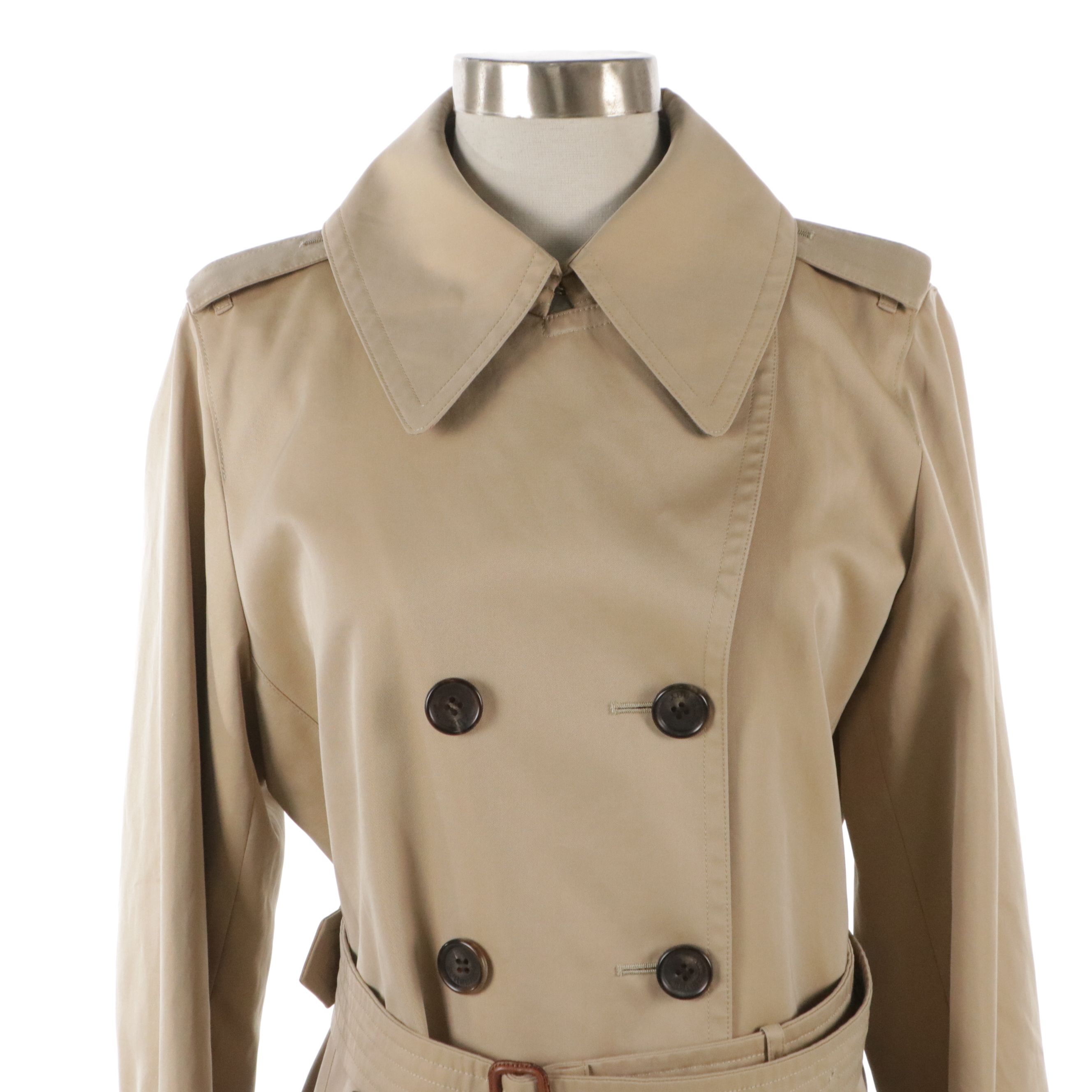 Burberry London Double-Breasted Cotton Trench Coat with Buffalo Horn Buttons