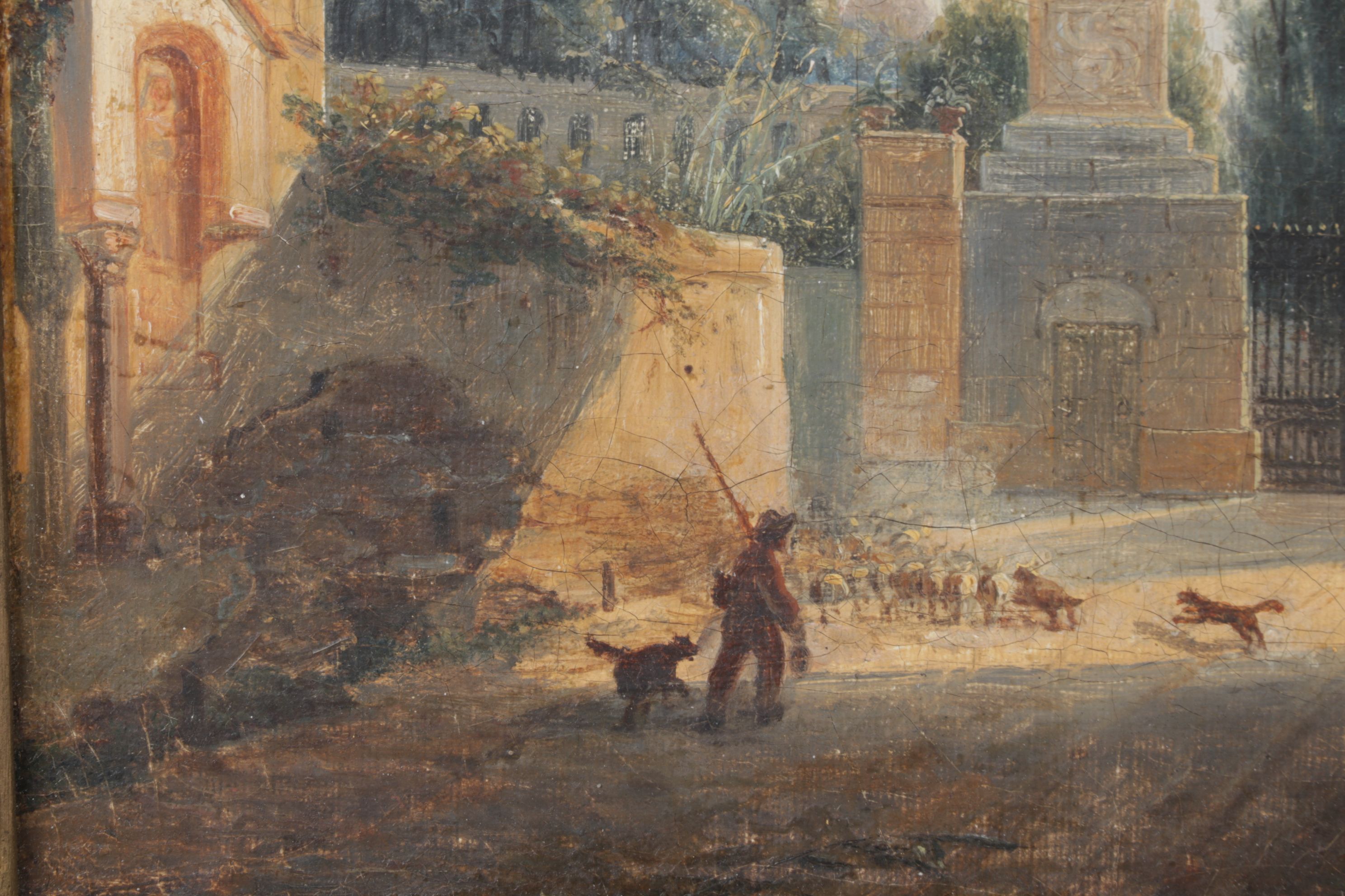 Landscape Oil Painting Of Shaded European Backroads, Early/Mid-20th Century