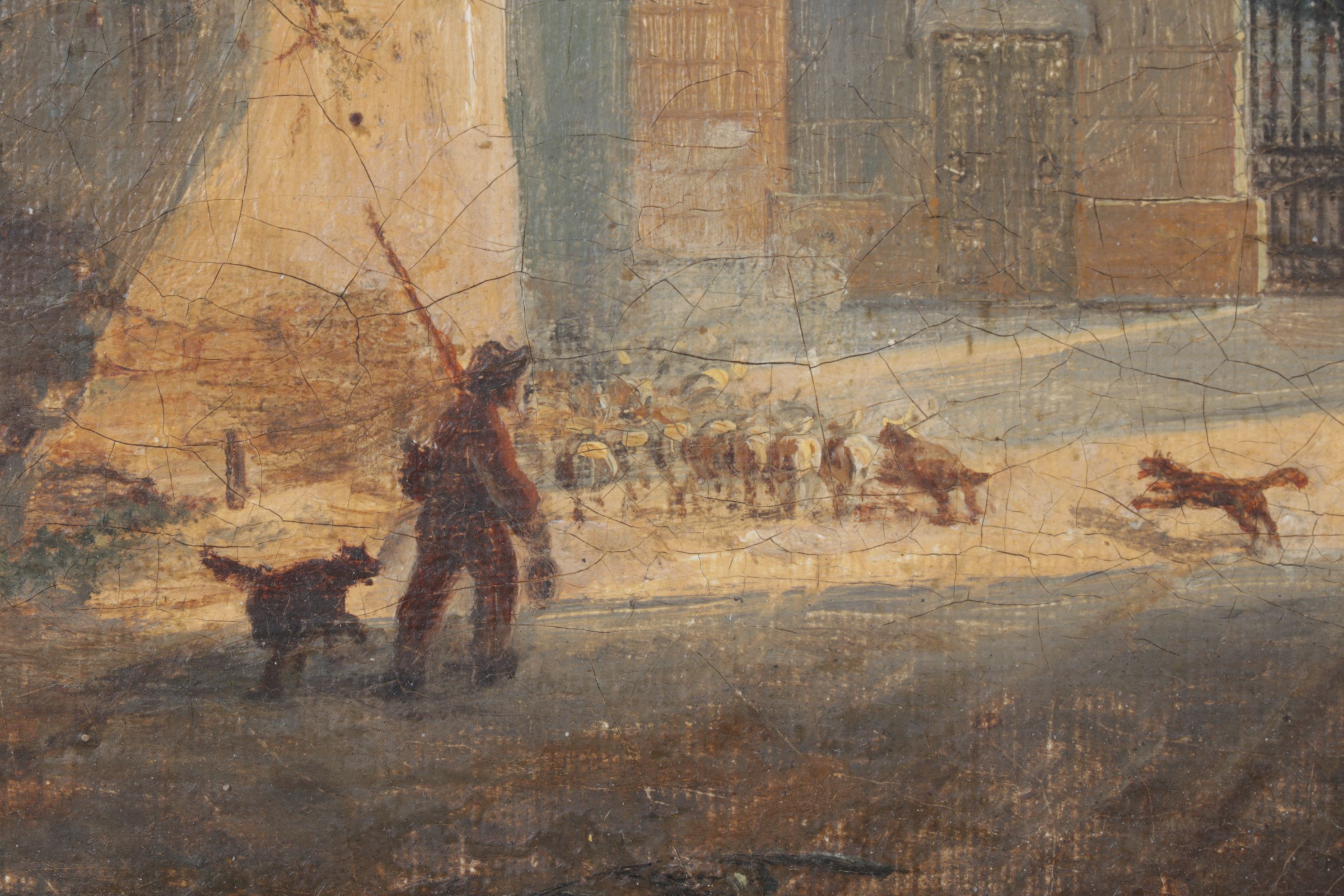 Landscape Oil Painting Of Shaded European Backroads, Early/Mid-20th Century