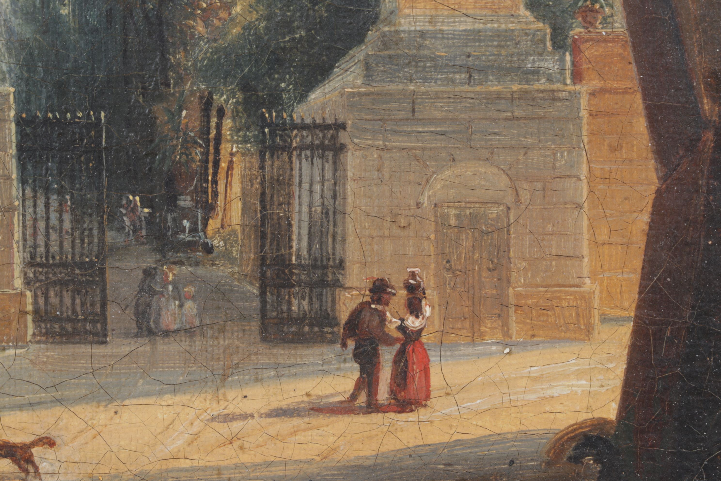 Landscape Oil Painting Of Shaded European Backroads, Early/Mid-20th Century