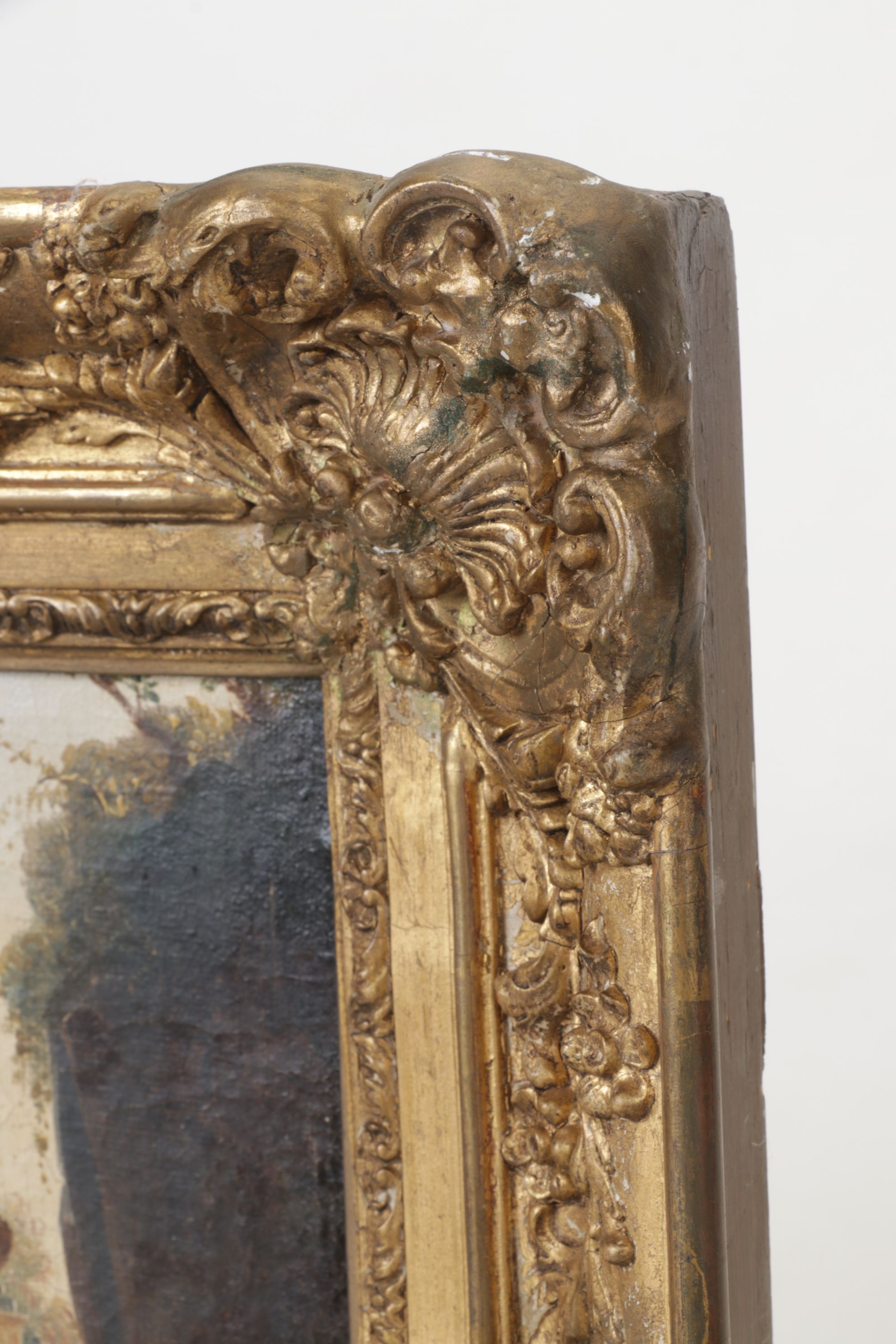 Landscape Oil Painting Of Shaded European Backroads, Early/Mid-20th Century