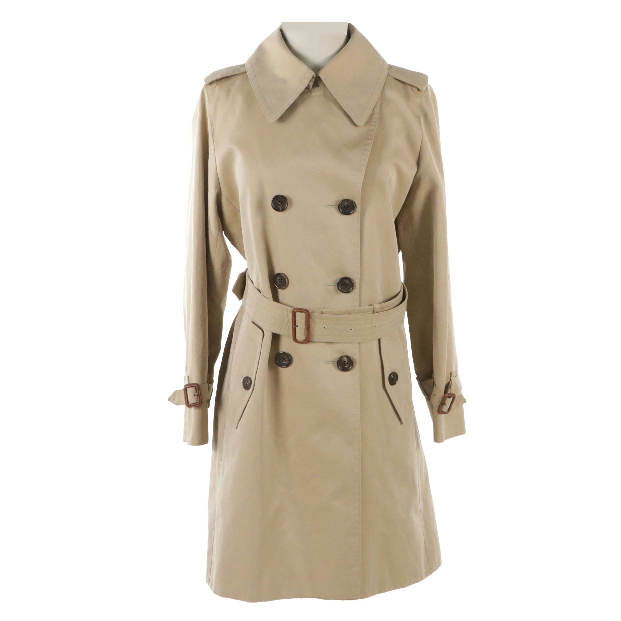 Burberry London Double-Breasted Cotton Trench Coat with Buffalo Horn Buttons