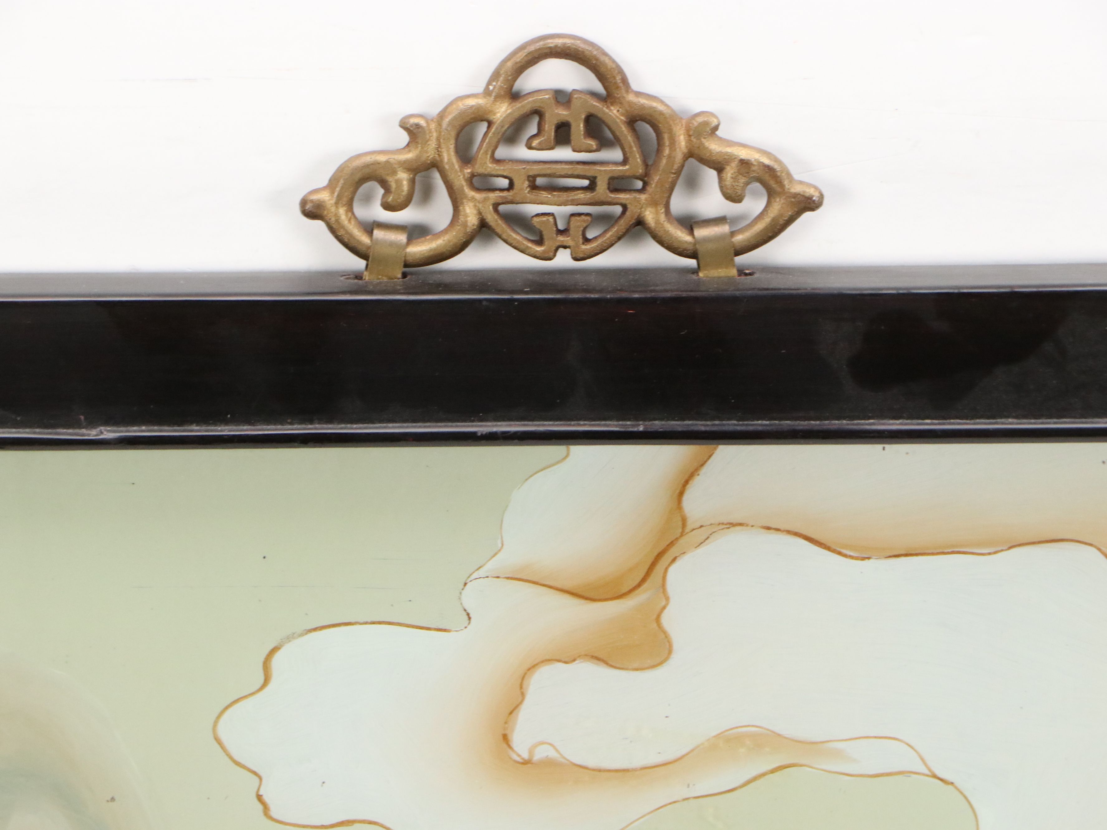 East Asian Reverse Glass Painting of Woman and Tiger