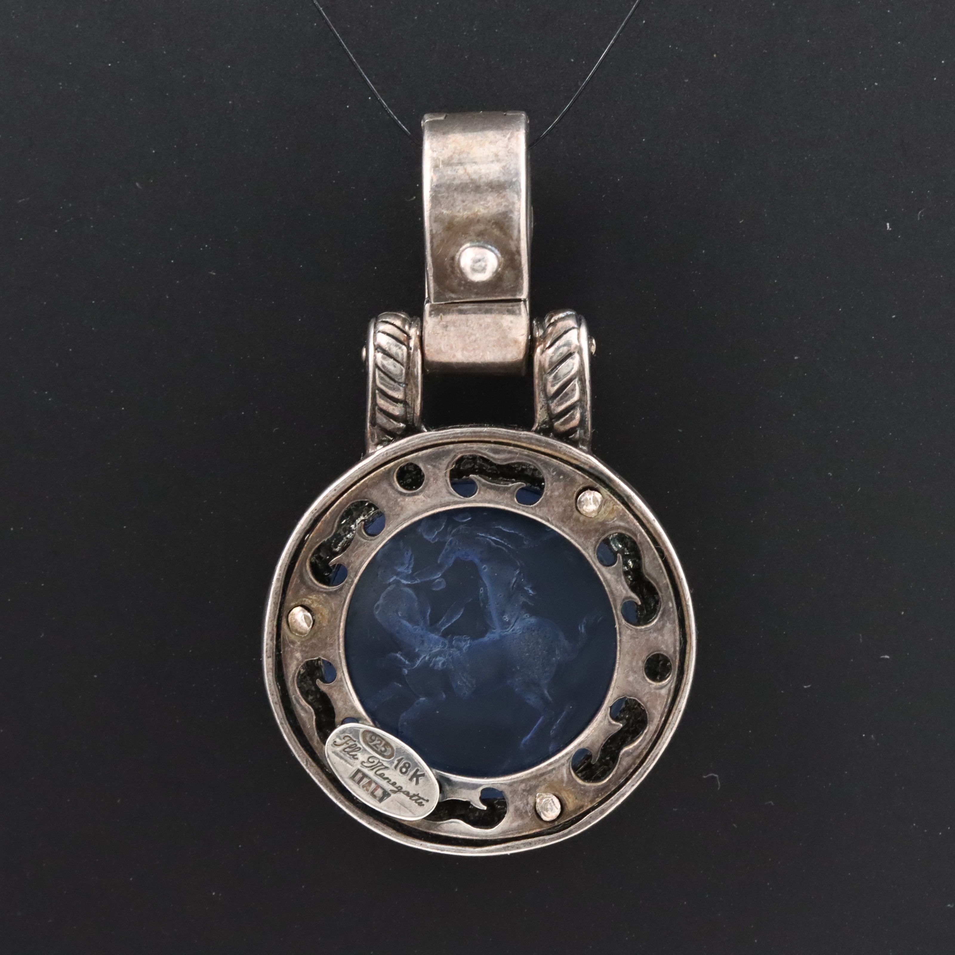 Flli Menegatti Sterling Intaglio Hippodamia & Eurytus Pendant with 18K Accents