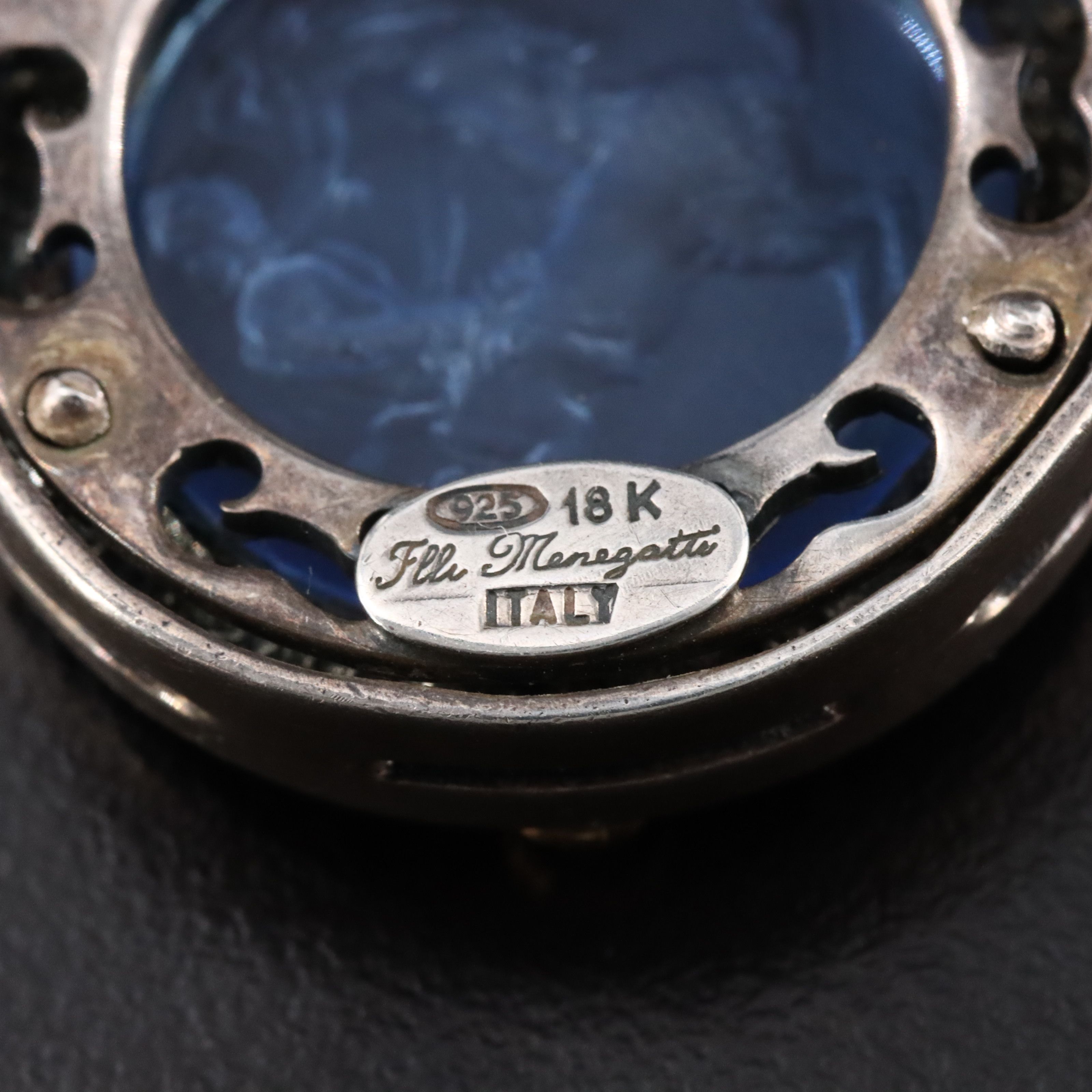 Flli Menegatti Sterling Intaglio Hippodamia & Eurytus Pendant with 18K Accents