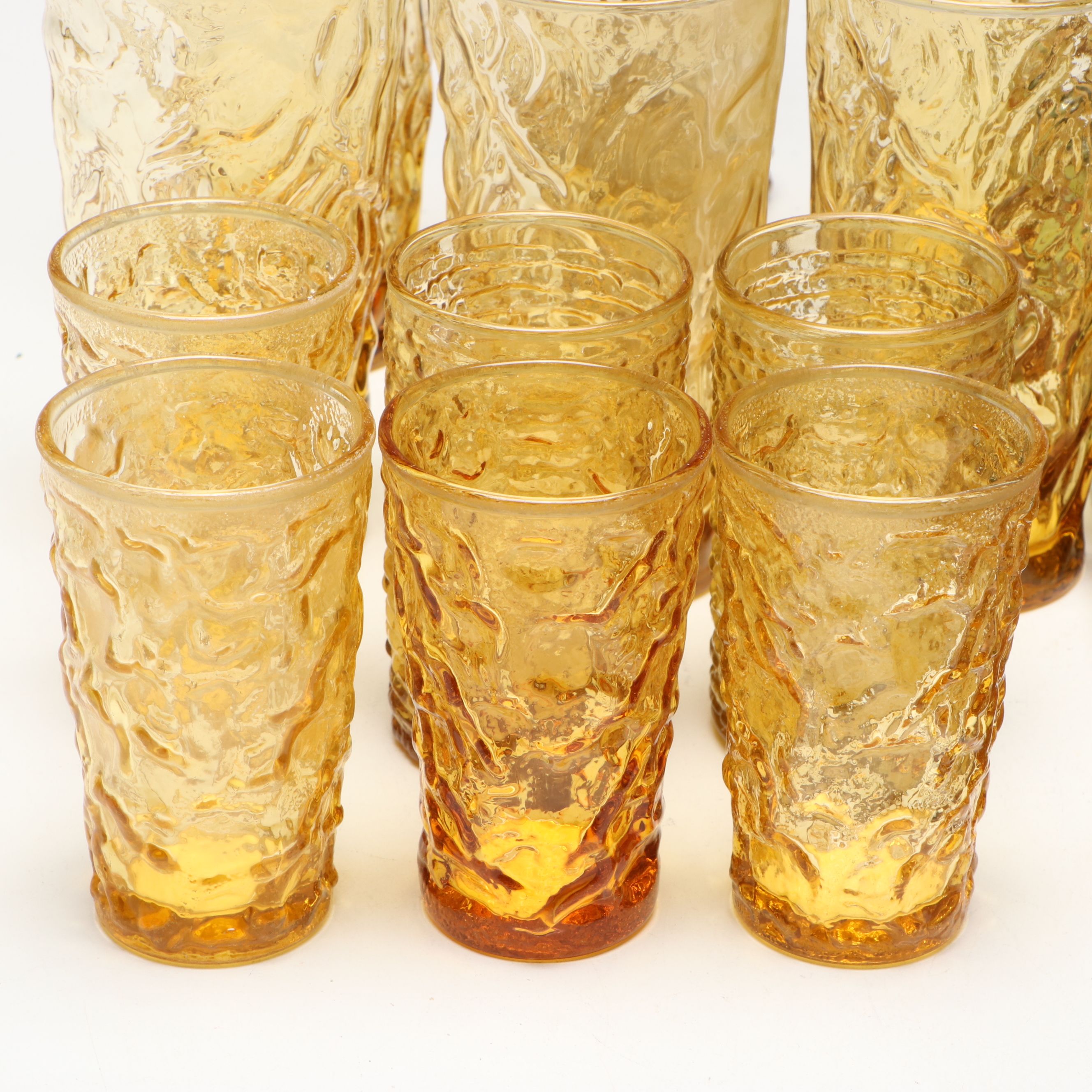 Anchor Hocking "Milano Honey Gold" Glassed with Other Table Accessories