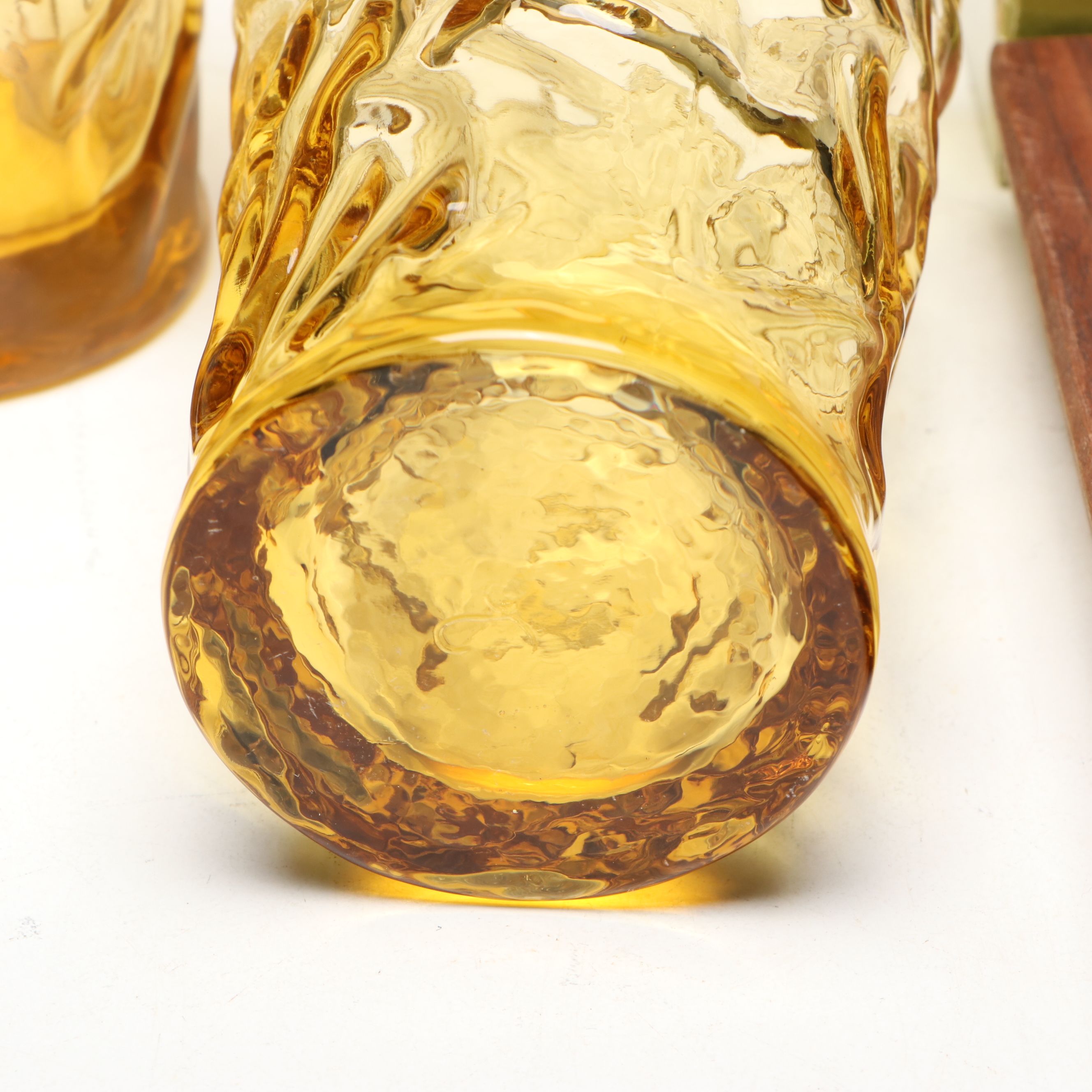 Anchor Hocking "Milano Honey Gold" Glassed with Other Table Accessories