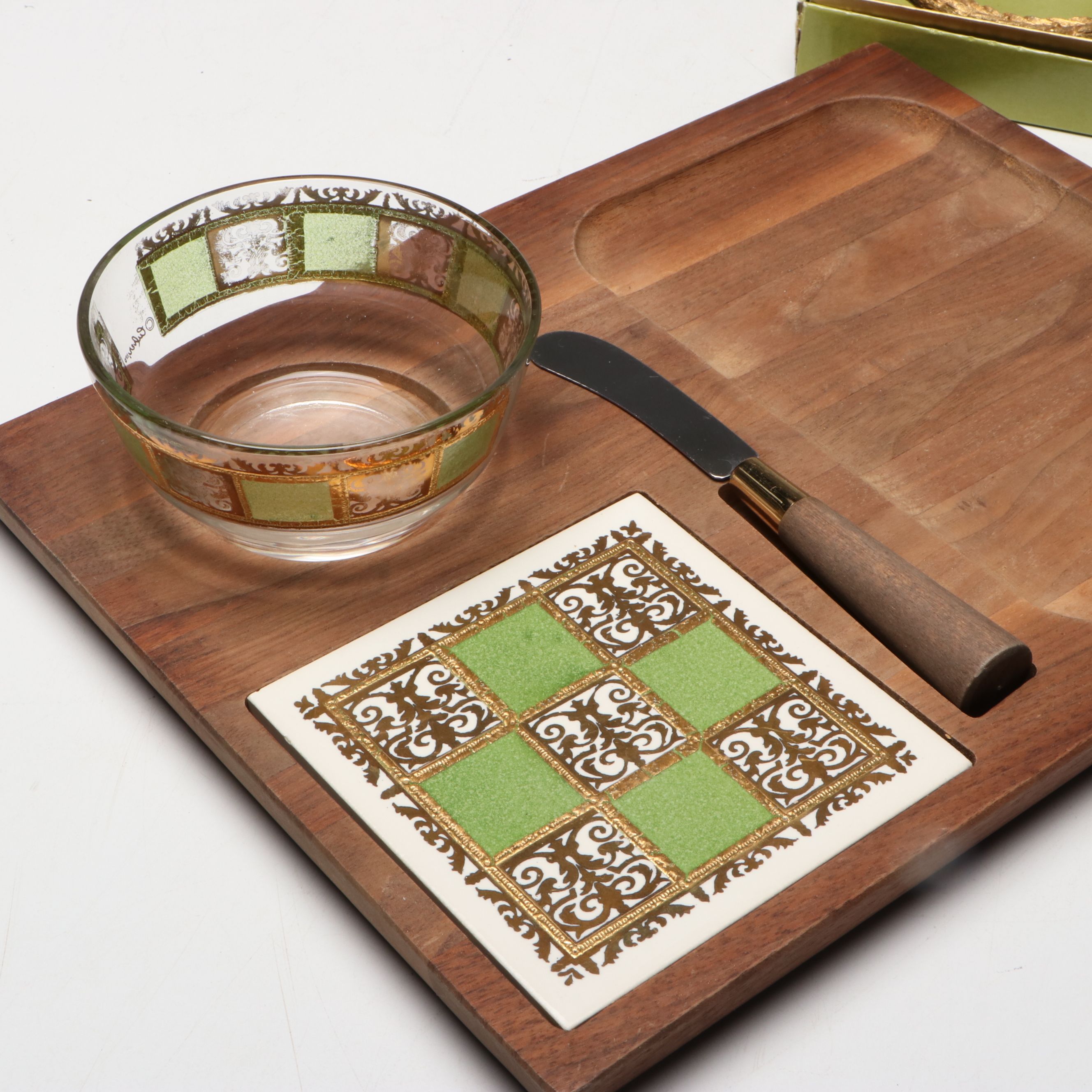 Anchor Hocking "Milano Honey Gold" Glassed with Other Table Accessories