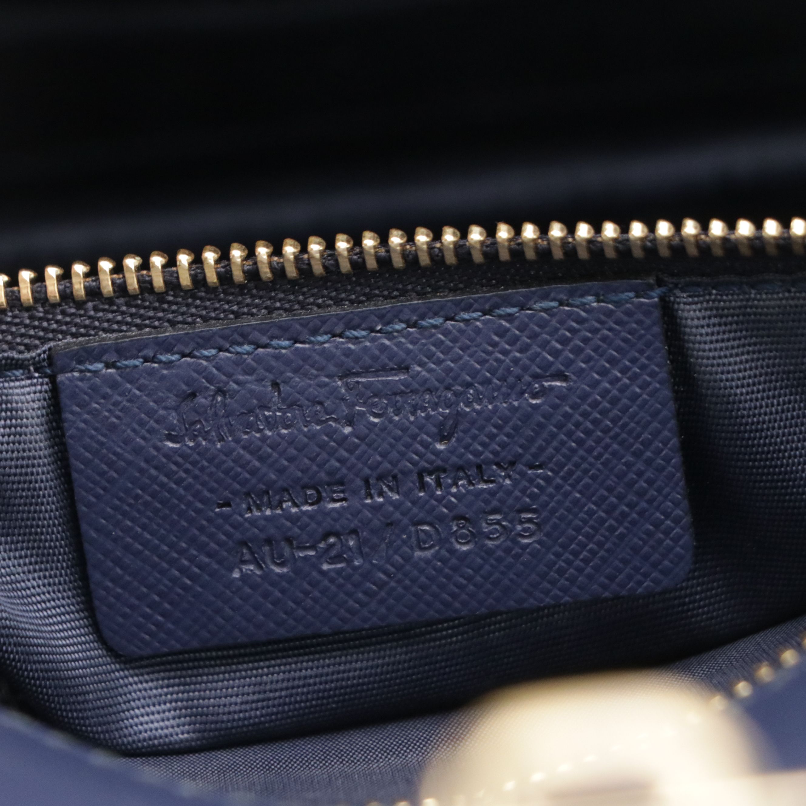 Salvatore Ferragamo Vara Bow Flap Crossbody Bag in Navy Blue Saffiano Leather