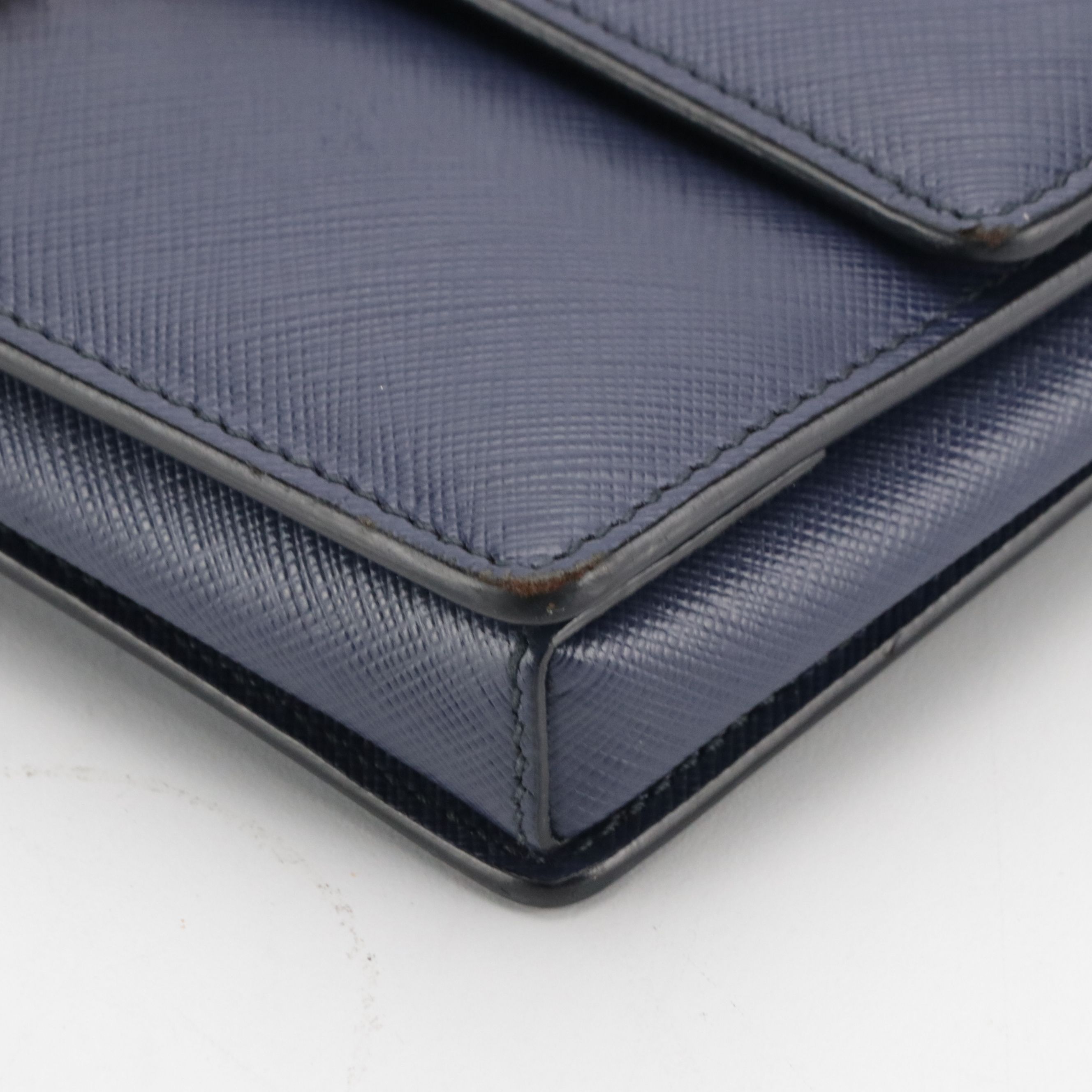 Salvatore Ferragamo Vara Bow Flap Crossbody Bag in Navy Blue Saffiano Leather