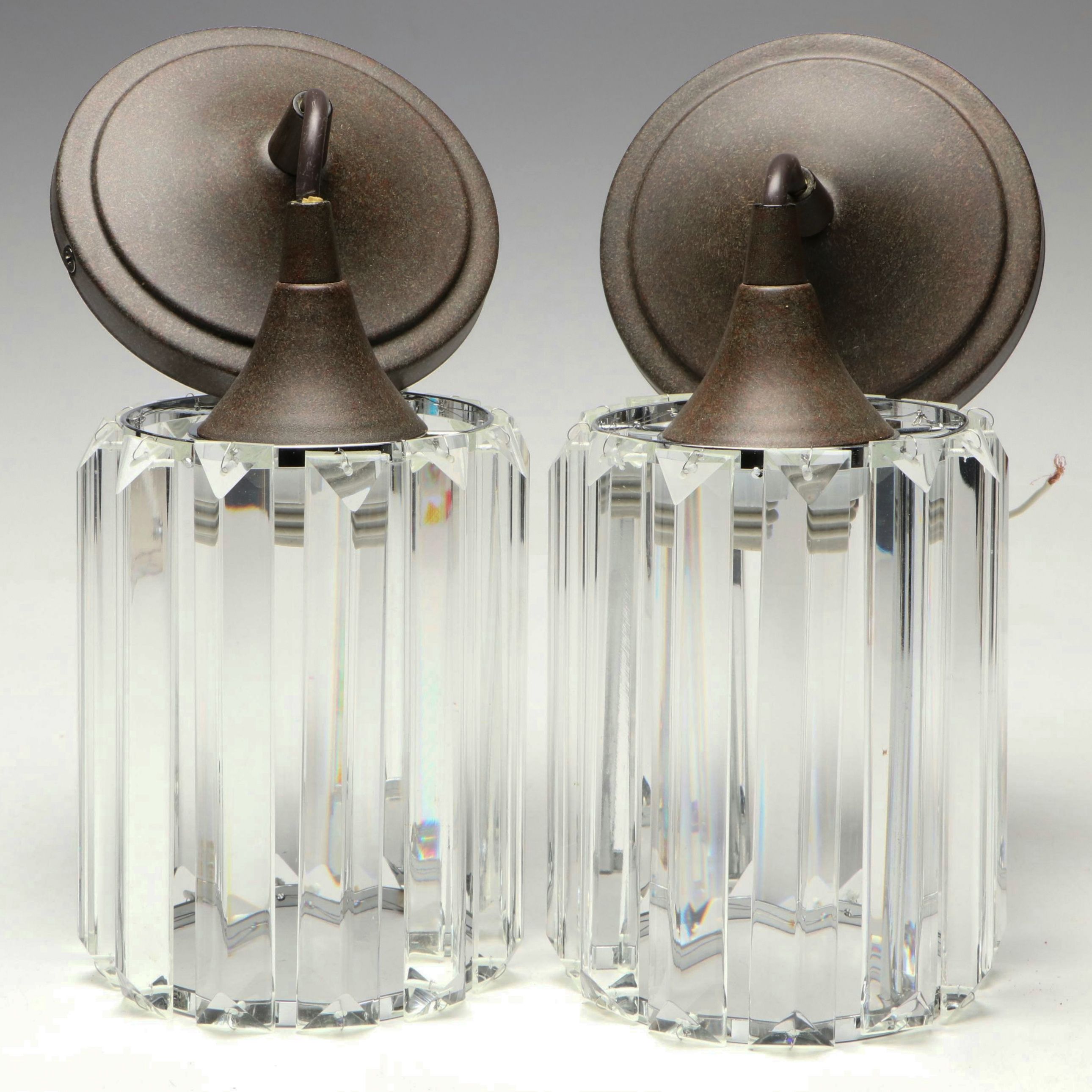 Bronze Finish Crystal Wall Sconce Pair