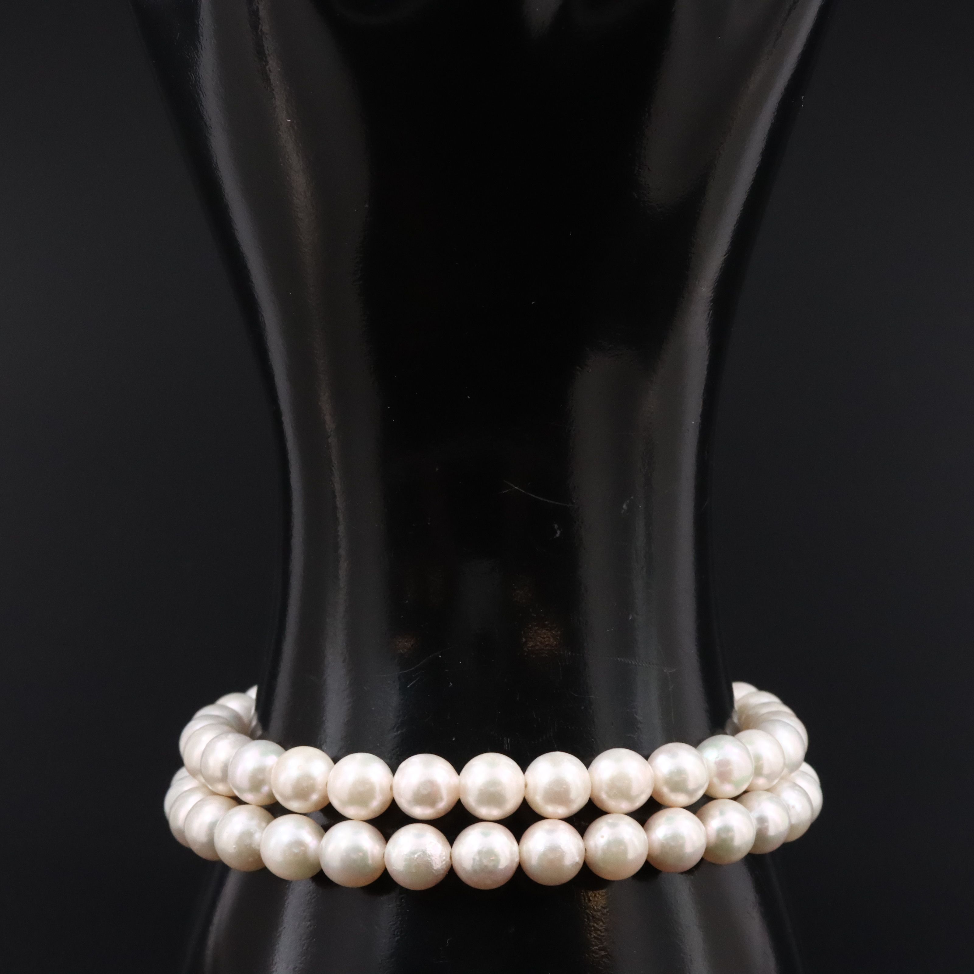 Double Strand Pearl Bracelet with Flower Clasp