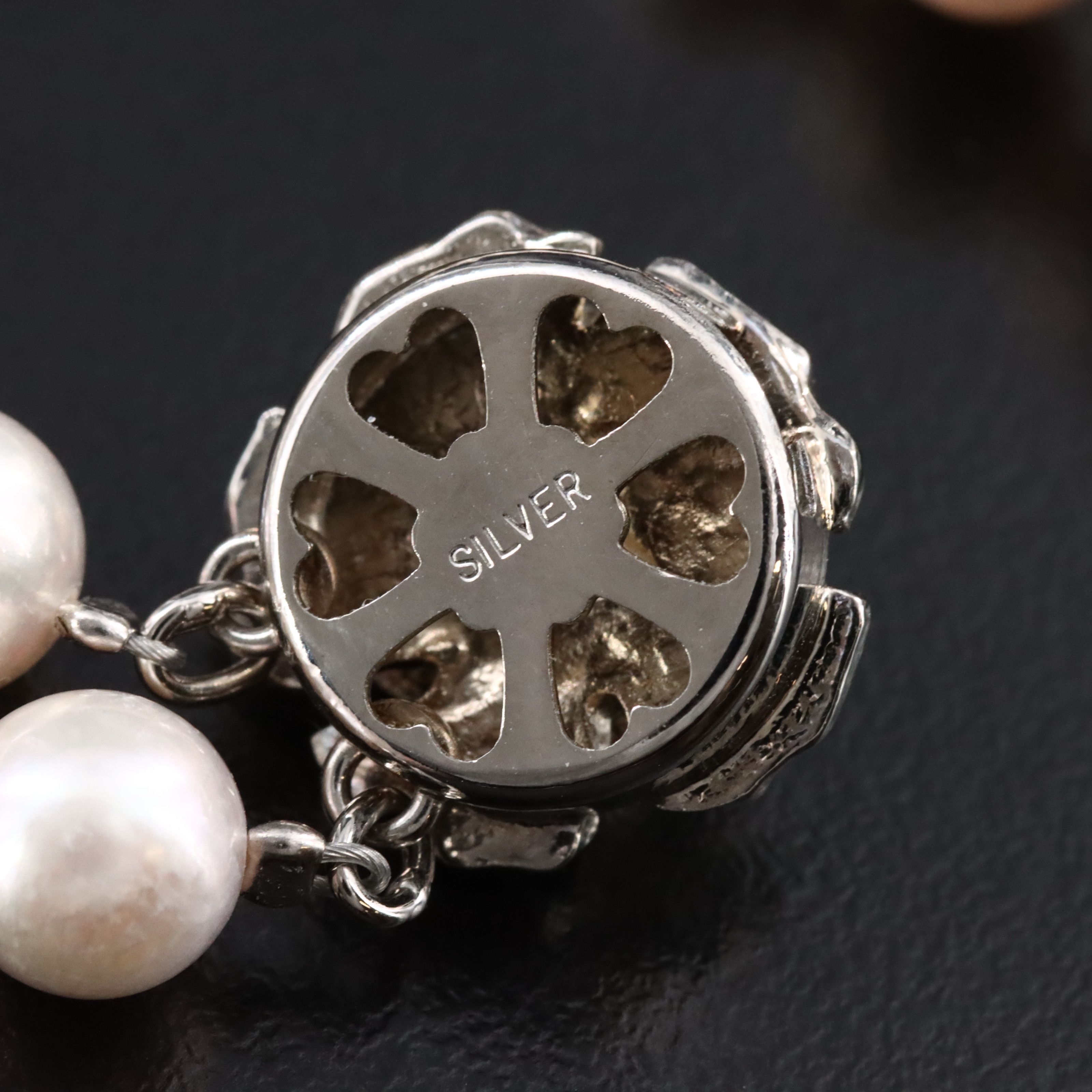Double Strand Pearl Bracelet with Flower Clasp