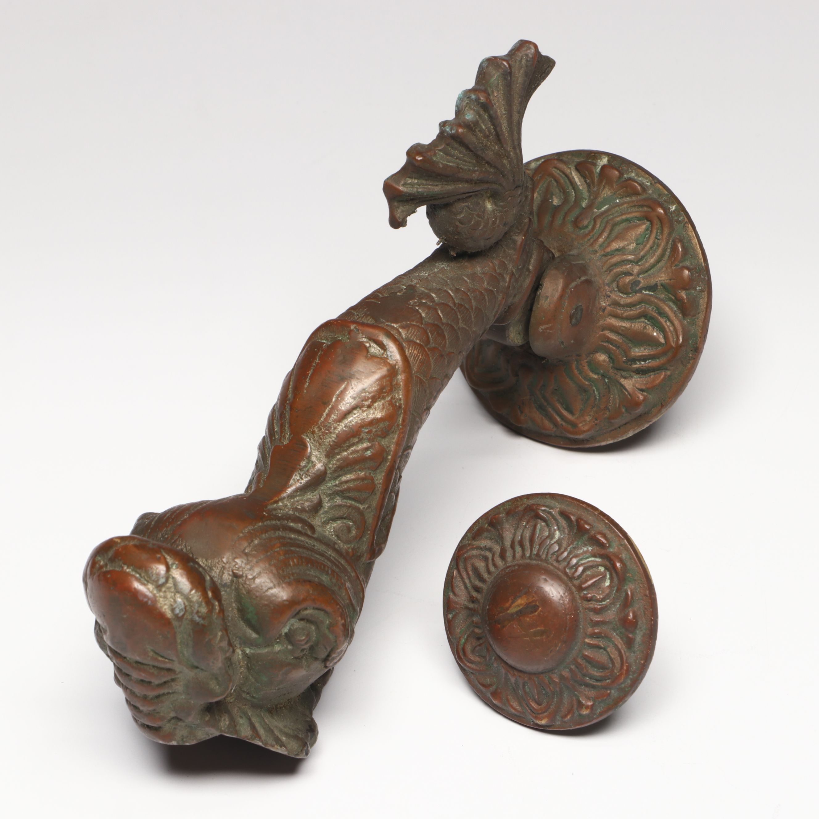 Grand Tour Style Bronze Dolphin Door Knocker, Late 19th/Early 20th Century