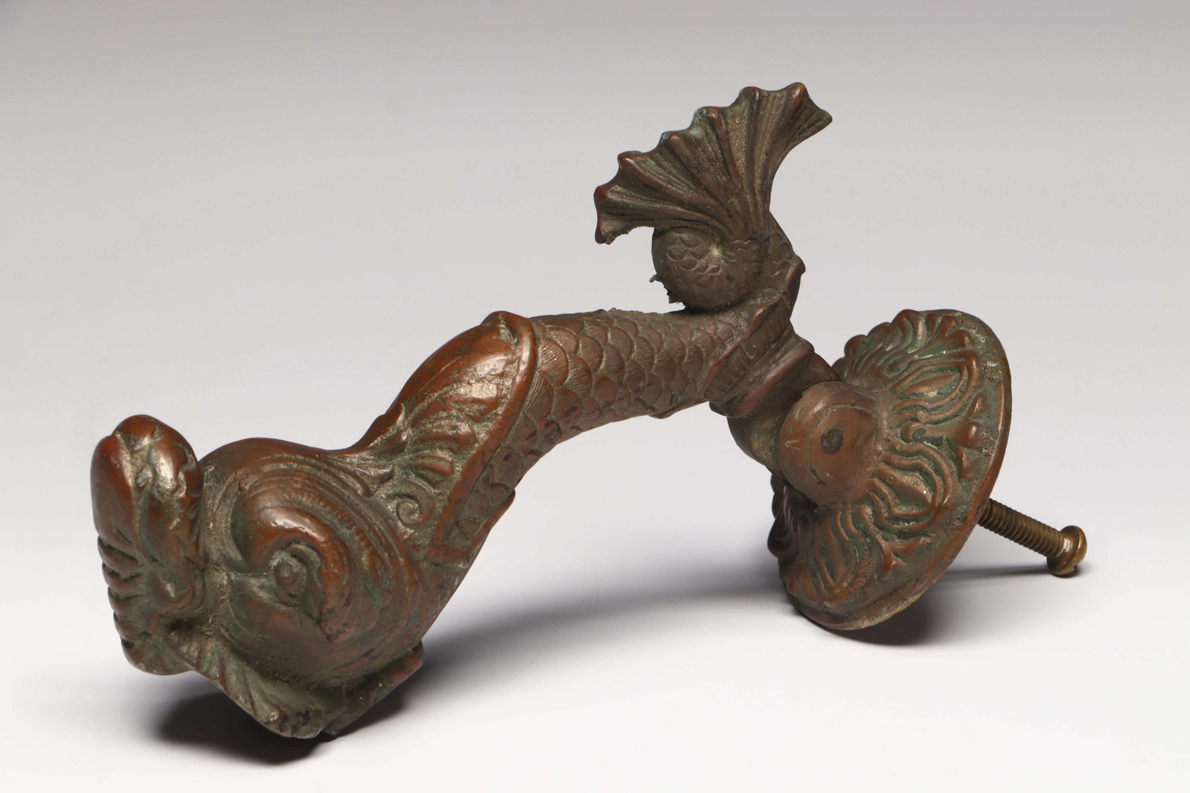 Grand Tour Style Bronze Dolphin Door Knocker, Late 19th/Early 20th Century