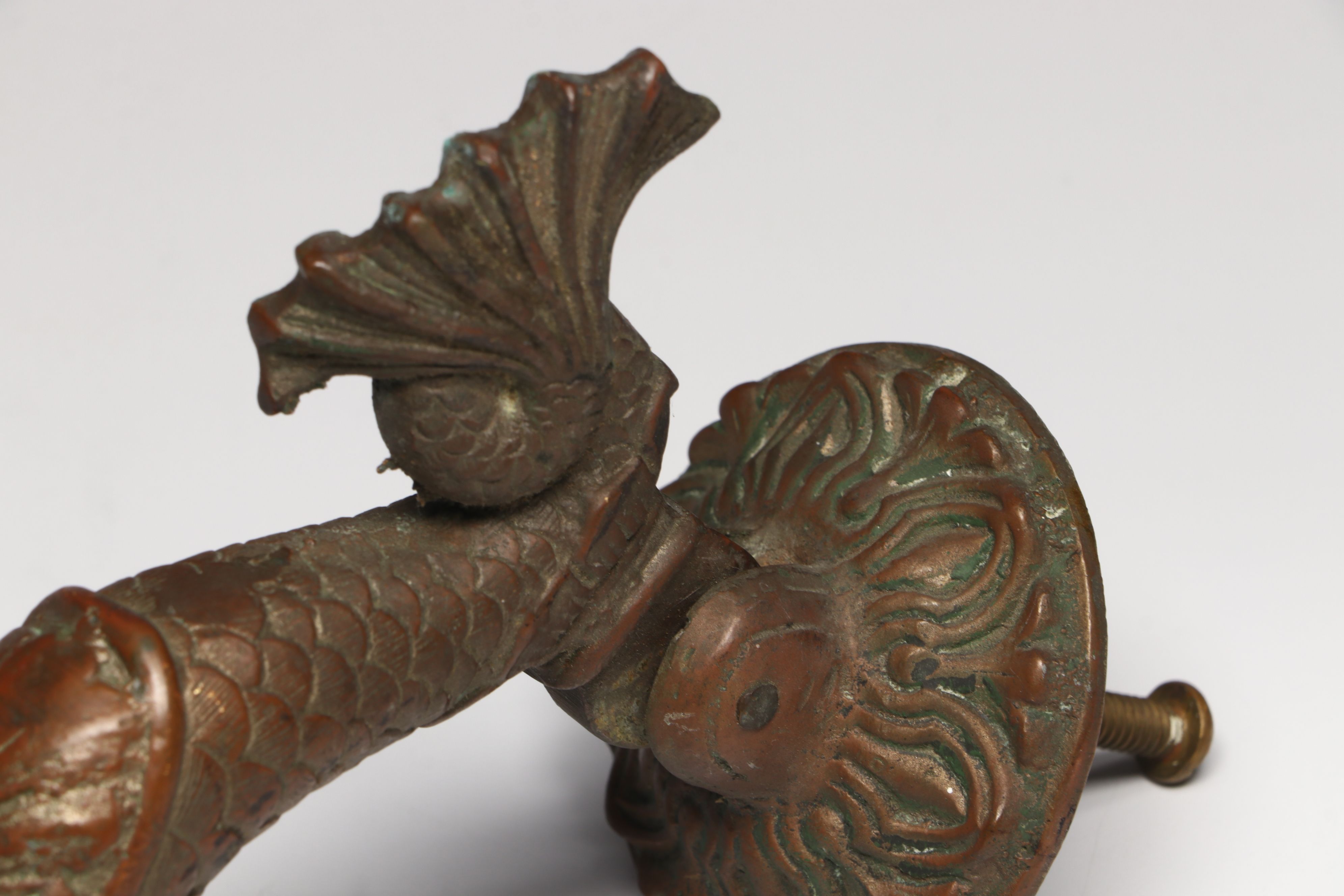 Grand Tour Style Bronze Dolphin Door Knocker, Late 19th/Early 20th Century