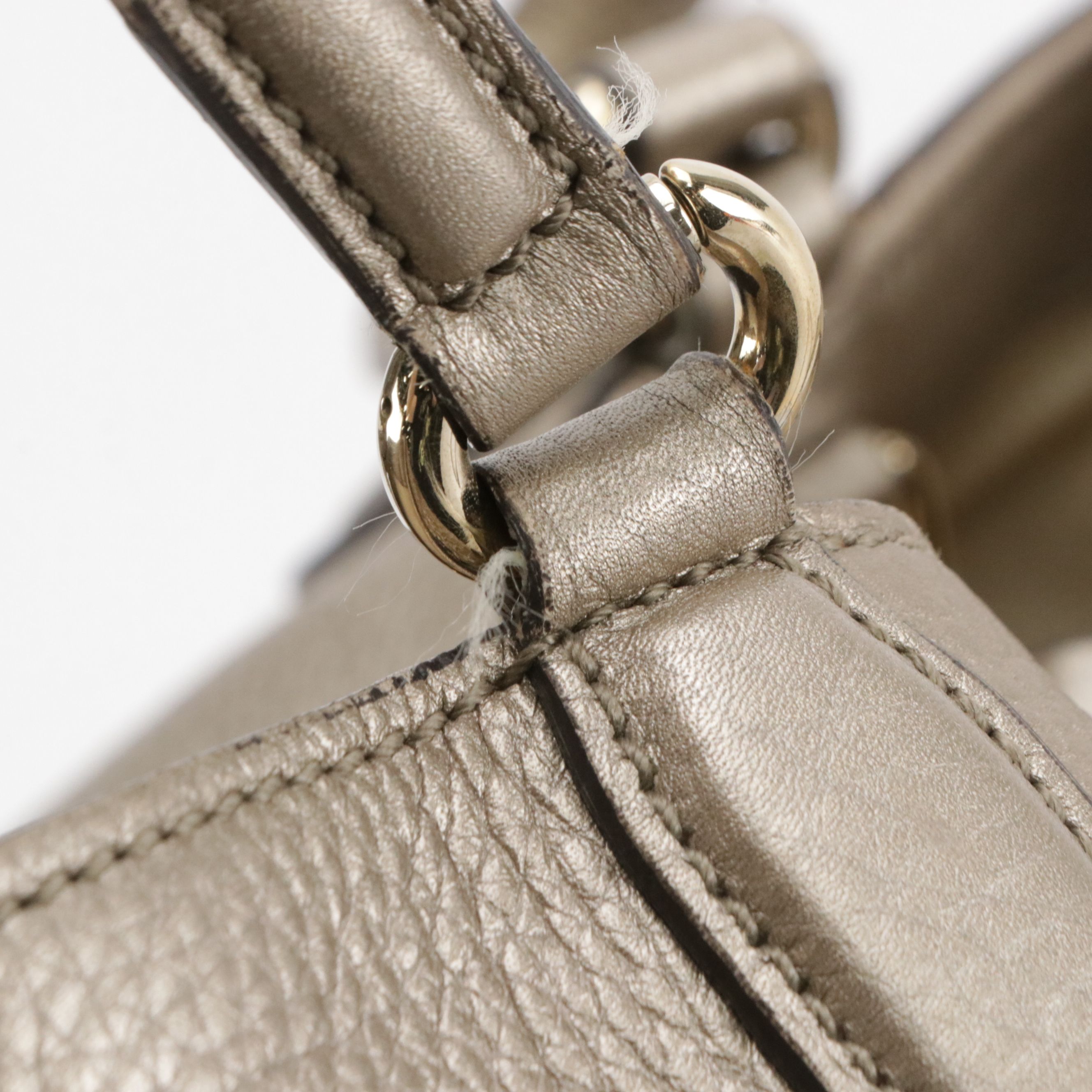 Gucci Small Soho Two-Way Tote Bag in Metallic Silver Pebbled Leather